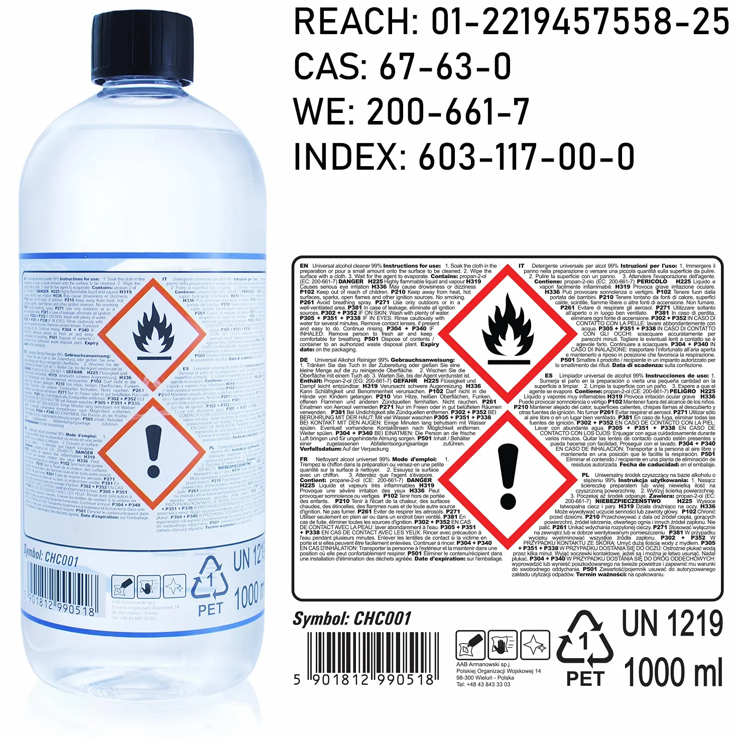 AABCOOLING IPA 1L Alkohol Izopropylowy 99,7% Środek Czyszczący Odtłuszczacz