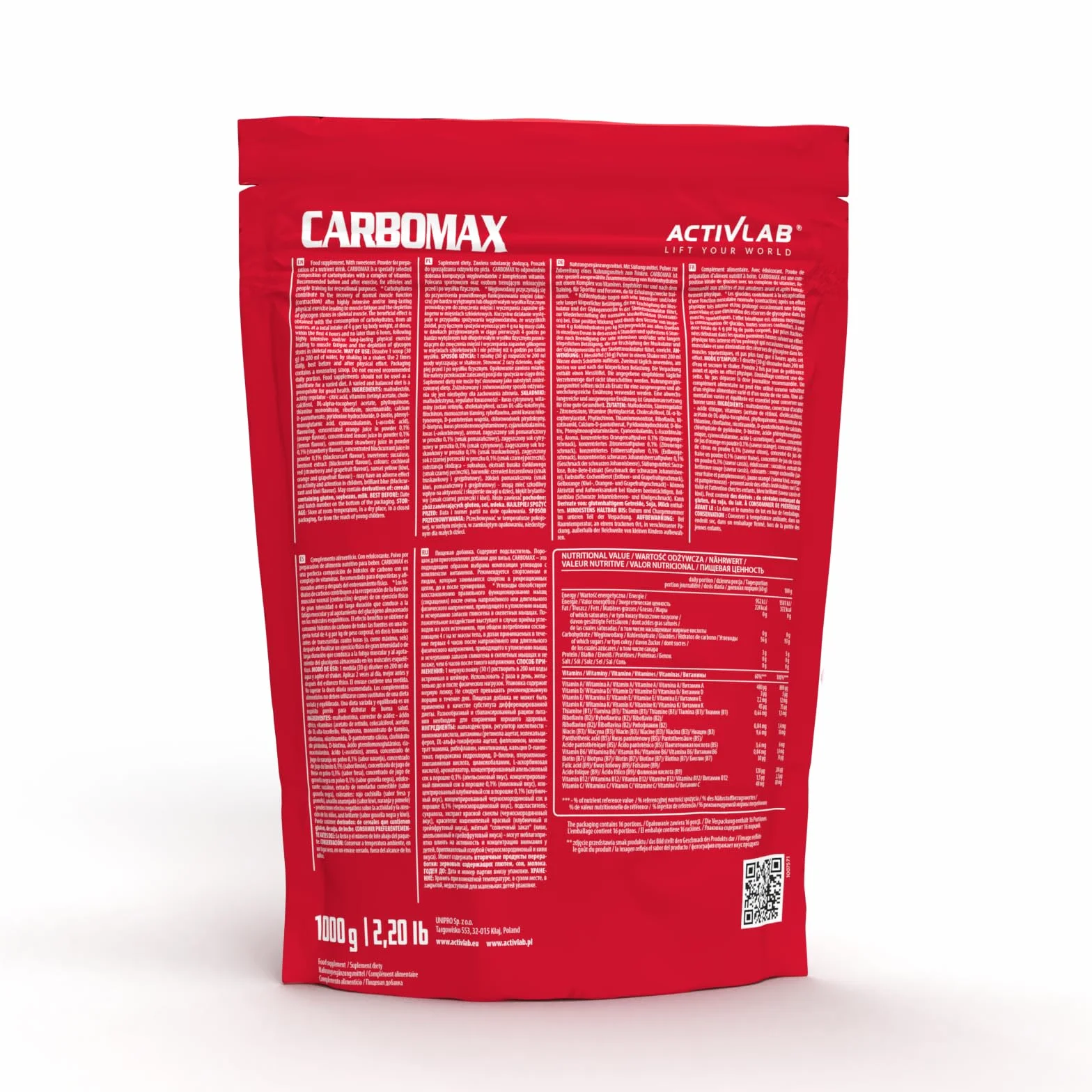 Activlab CarboMax Energy Power – Odżywka Węglowodanowa dla Sportowców – Dodatkowa Porcja Energii Podczas Treningu – Węglowodany na Masę – Gainer (Cytryna, 1000g)