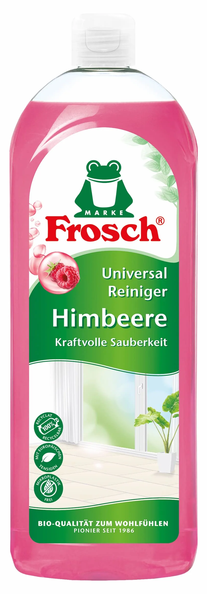 Frosch Malinowy uniwersalny środek czyszczący, mocny uniwersalny środek czyszczący, wydajna moc czyszczenia w całym domu, 1 opakowanie (1 x 750 ml)