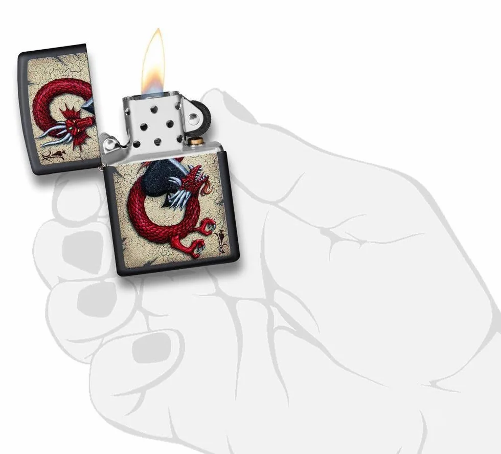 ZIPPO - Dragon Ace Design – Black Matte, Color Image – zapalniczka sztormowa, do napełniania, w wysokiej jakości pudełku prezentowym