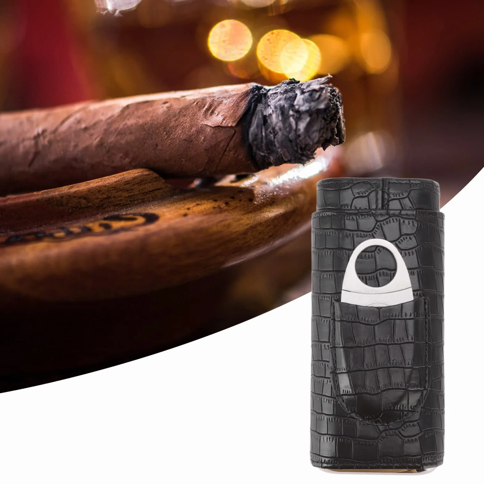 Etui na Cygara Przenośne Humidor Drewno Cedrowe 3 Szt. Czarny