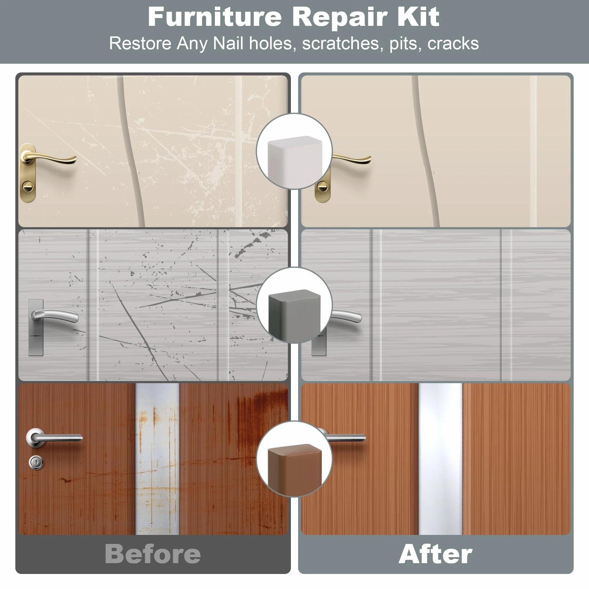 17pcs Wosk Repair Wosk, High Hardness Wood Kit, Repair scratch Parkiet z łopatką, zestaw naprawczy na gorąco do naprawy podłóg laminowanych do podłóg parkietowych zadrapania mebli (szary)