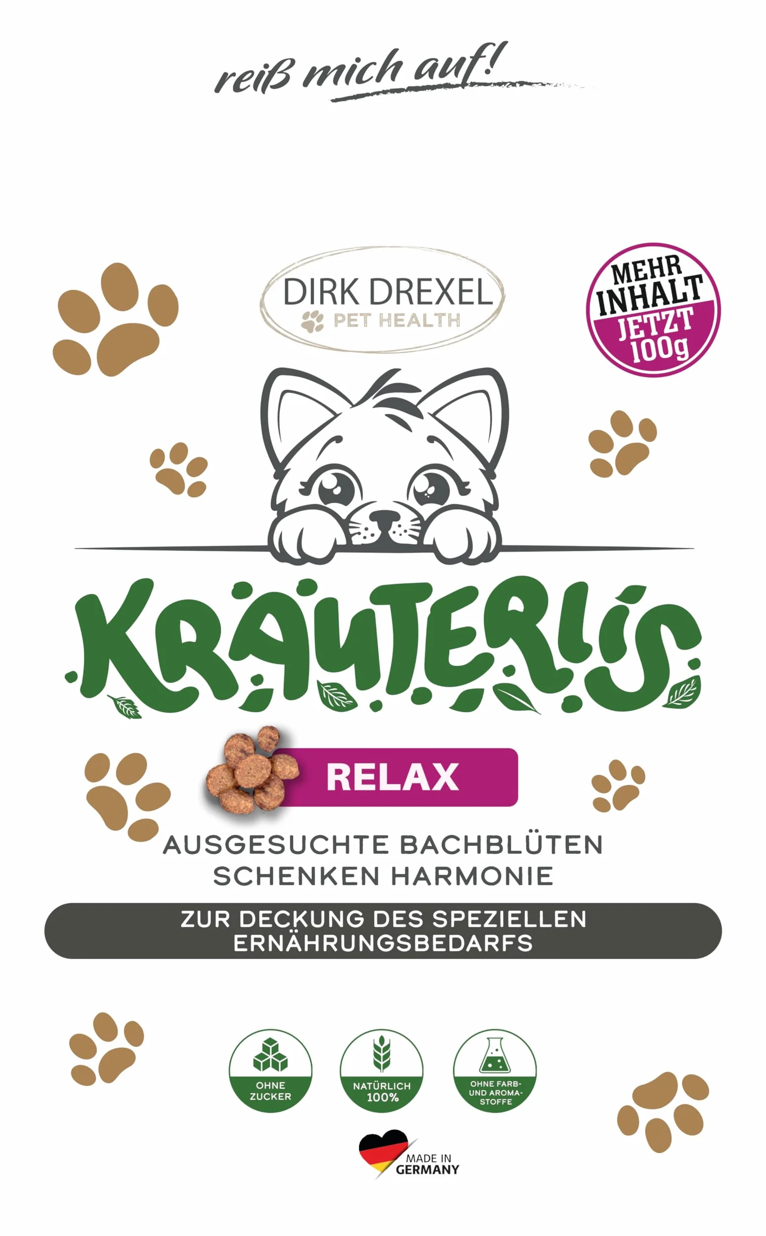 Relax zioła dla kotów 78 g strach i stres z kwiatami Bacha