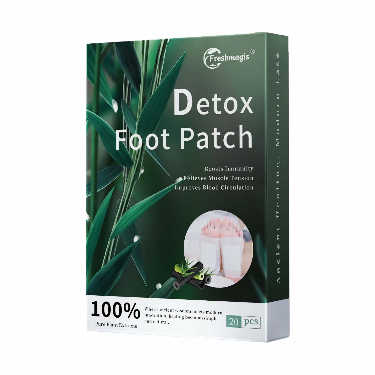 RYSEAB Plastrówki Detox dla Stóp, Ultra Detox, Naturalna Terapia Detoksykacyjna - 20 sztuk