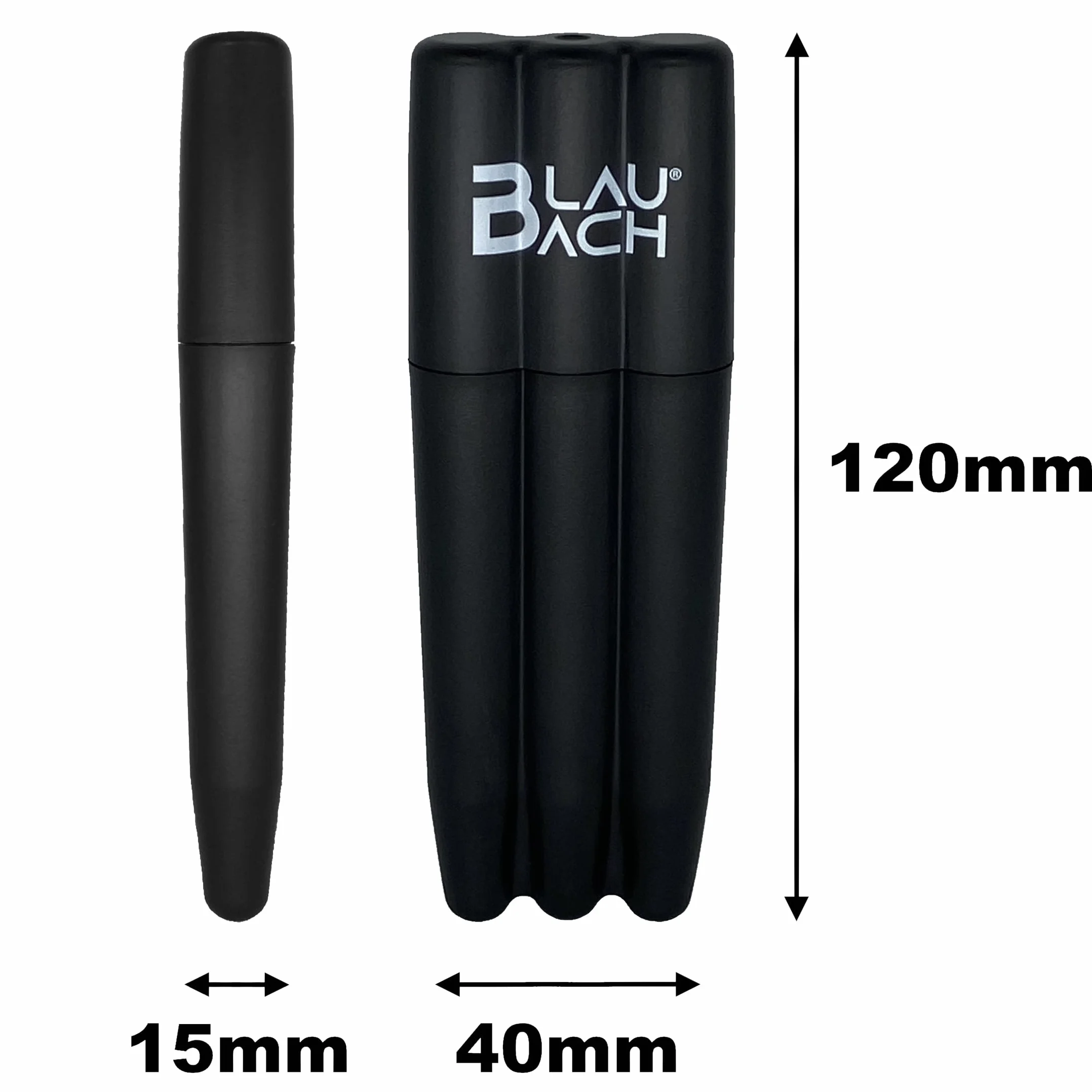 2x Triple Tube, Joint Hülle, Transporthülle, Joint Case für Blunts und Zigaretten 120 mm – BLAUBACH Black Edition (schwarz)