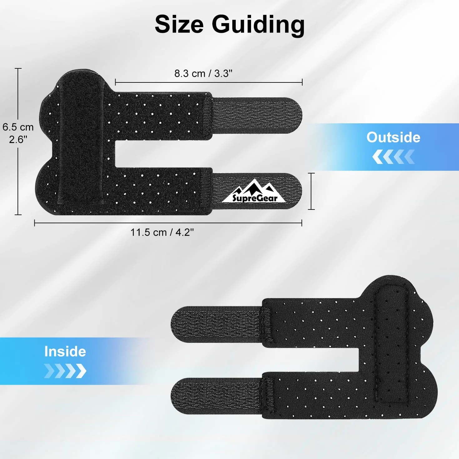 Supregear Szkice na Palce 2-Pack Uniwersalnych Wyprostowujących Palce Wsparcie Czarny