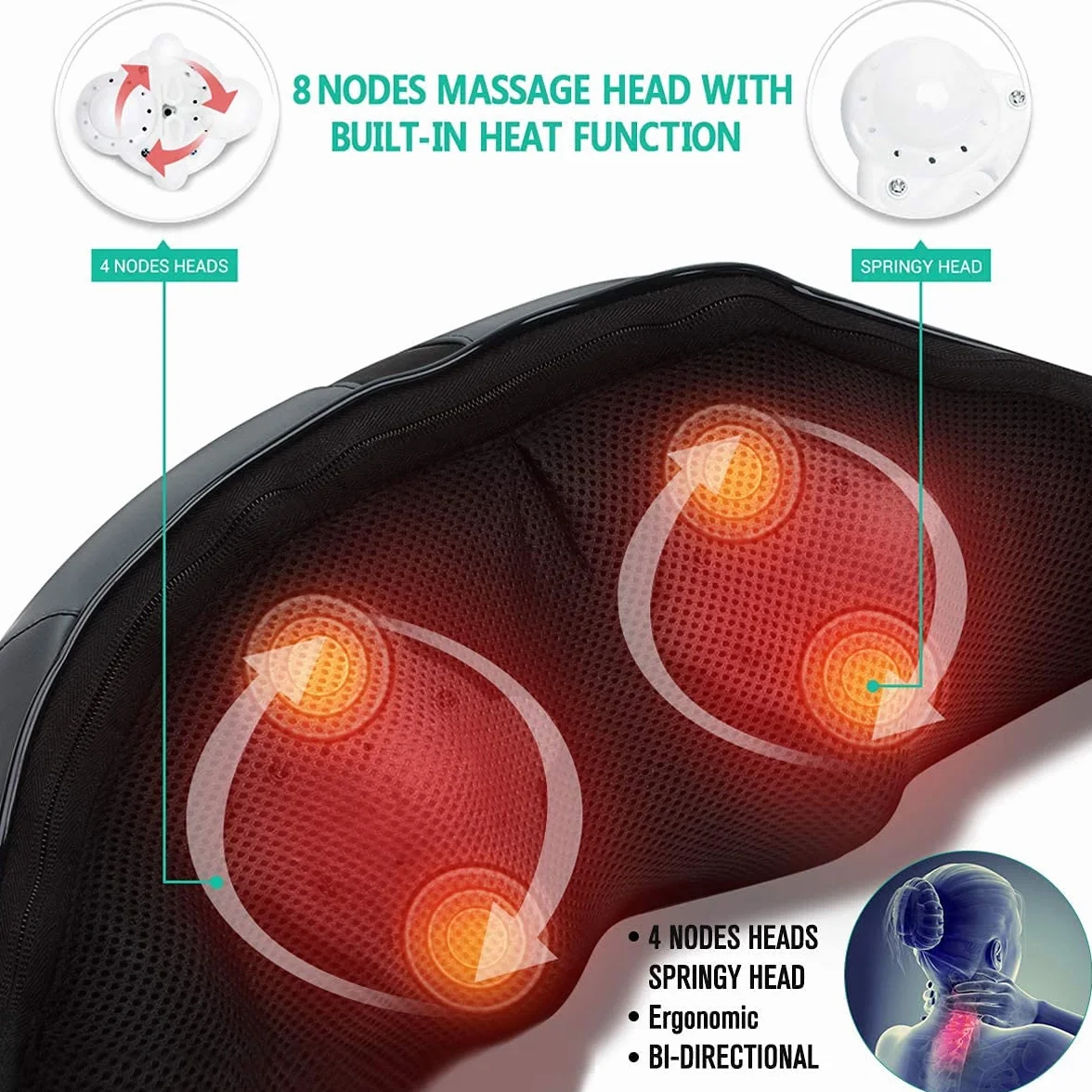 Medcursor Masażer Szyi i Ramion z Ciepłem 3D Shiatsu Poduszka do Masażu