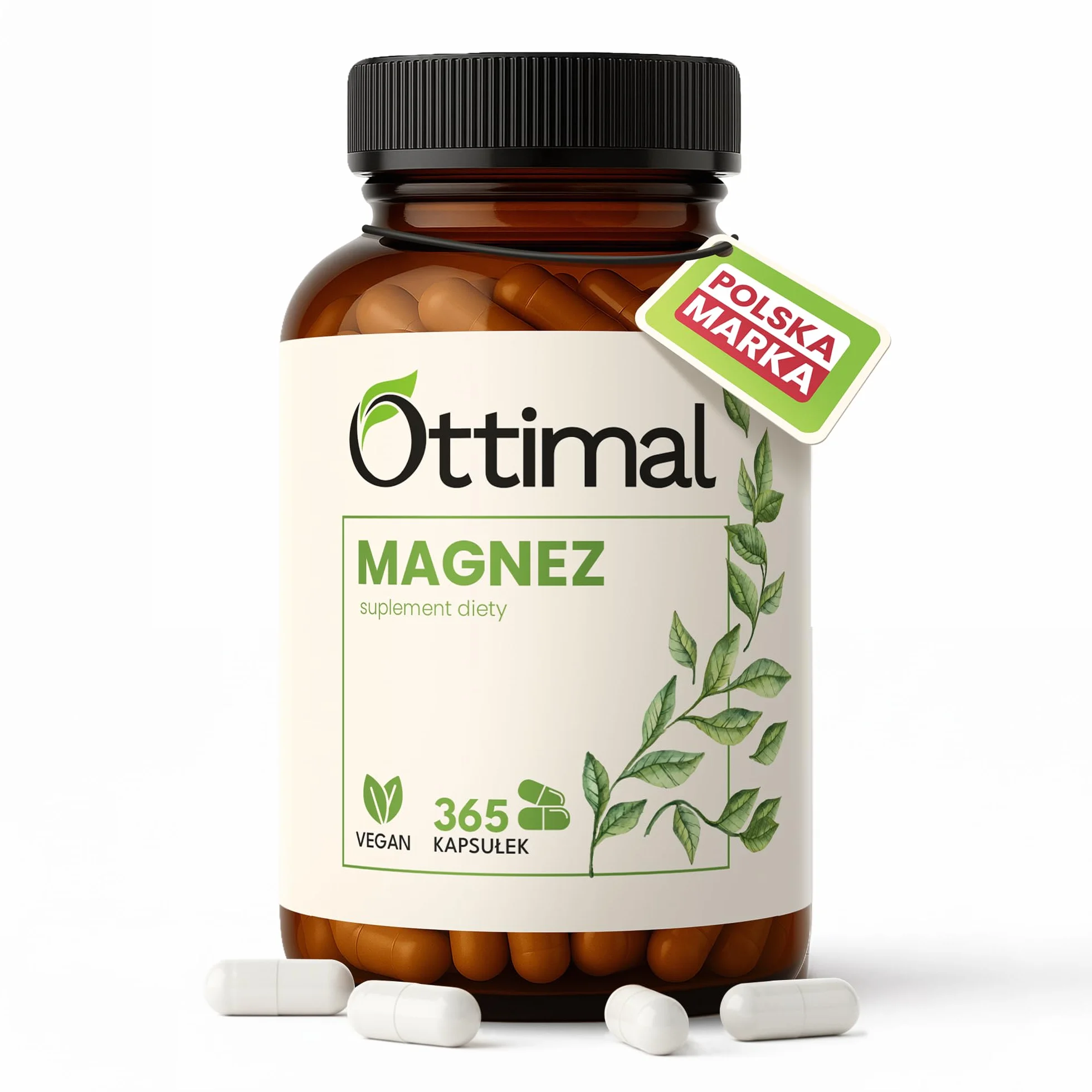 (107% RWS) Magnez 400 mg - 365 wegańskich kapsułek (roczny zapas) - łatwe do przełknięcia - dzienne zapotrzebowanie w 1 kapsułce - 666 mg, w tym 400 mg magnezu elementarnego