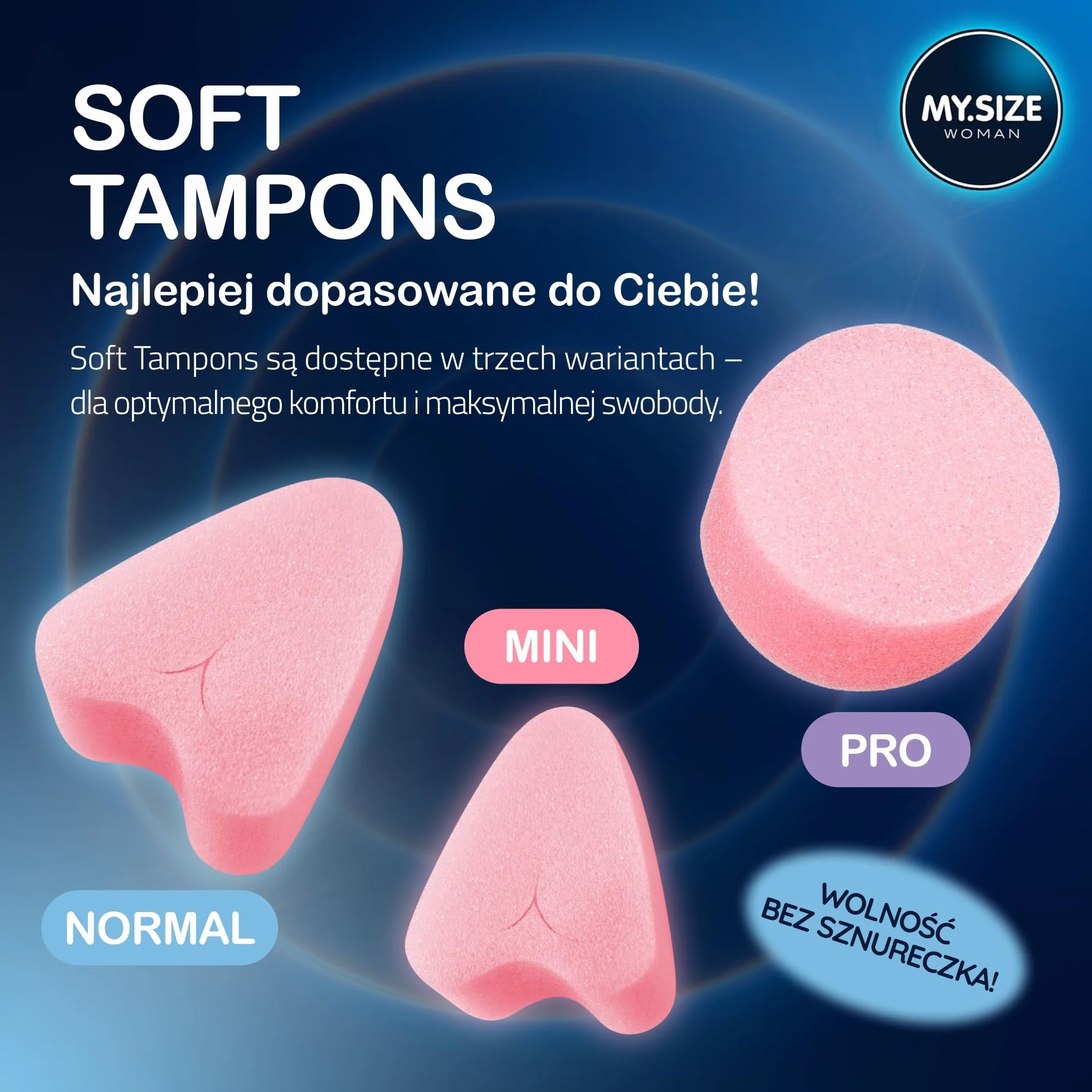 MY.SIZE Woman Soft Tampony NORMAL, 20 sztuk, tampony bez sznureczka do sportu, miłości i spa