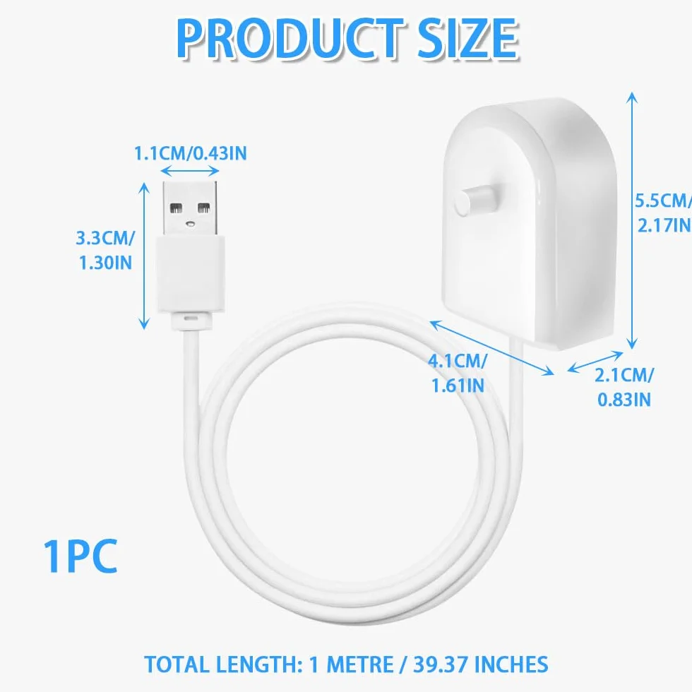 Ładowarka USB do szczoteczki do zębów kompatybilna z Philips Sonicare HX3000 HX6000 HX8000 HX9000 Series indukcyjna elektryczna szczoteczka do zębów, wodoodporny kabel zasilający USB