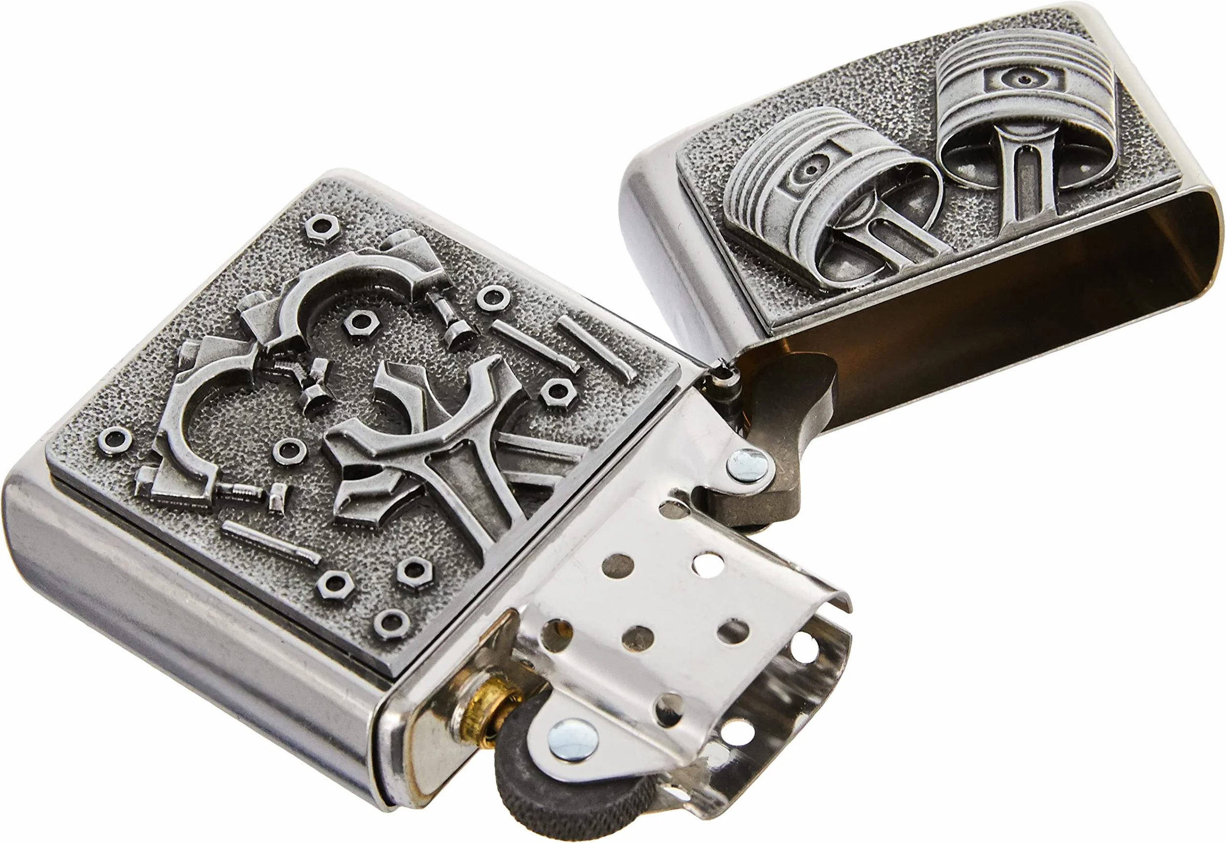 Zippo Zapalniczka Sztormowa, Części Silnika, Street Chrome, Emblemat, do Napełniania, Wielokrotnego Użytku, Odporna na Wiatr, Pudełko Prezentowe, Wyprodukowana w USA