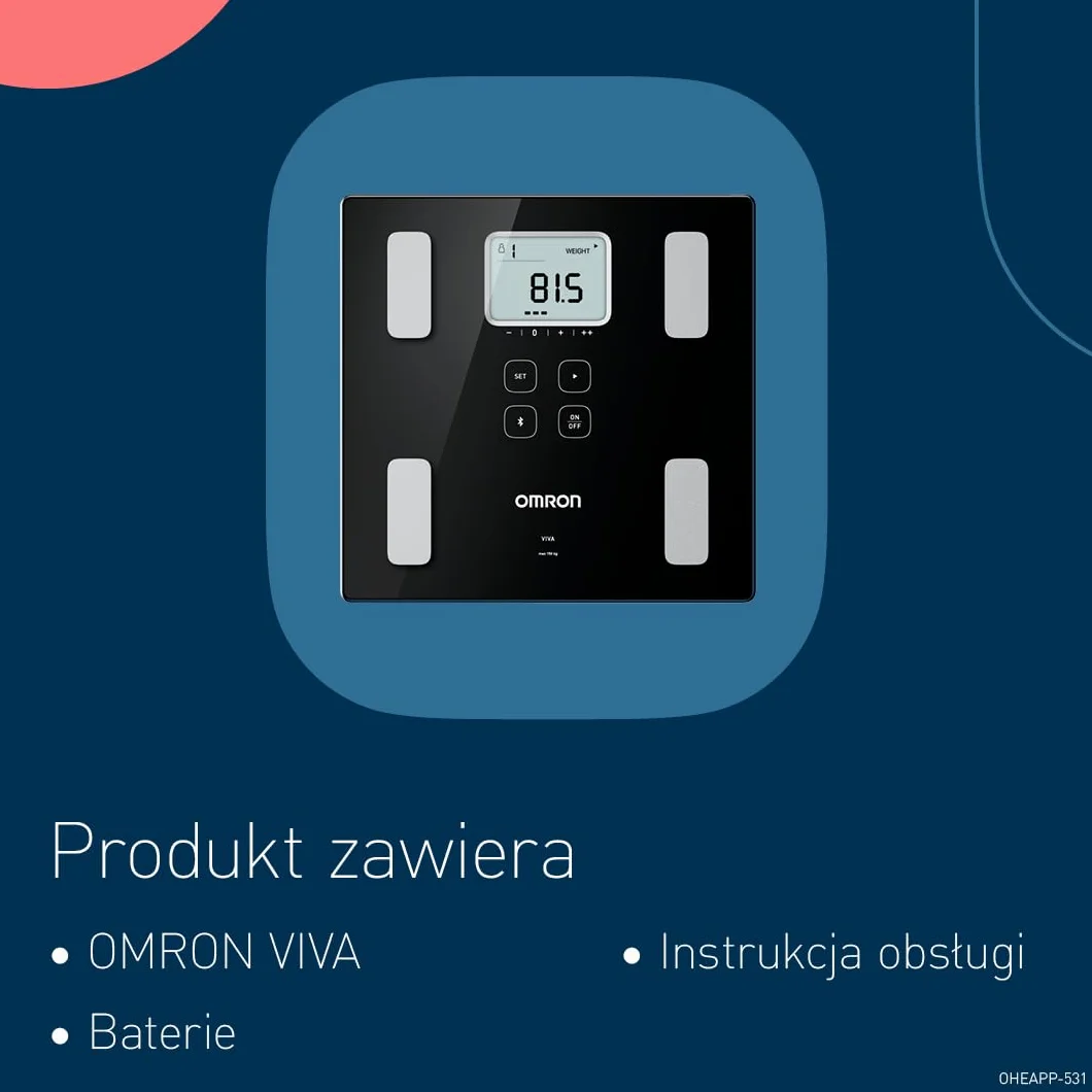 Waga OMRON VIVA Bluetooth Smart monitor składu ciała z pomiarem tkanki tłuszczowej, masy mięśni szkieletowych i BMI