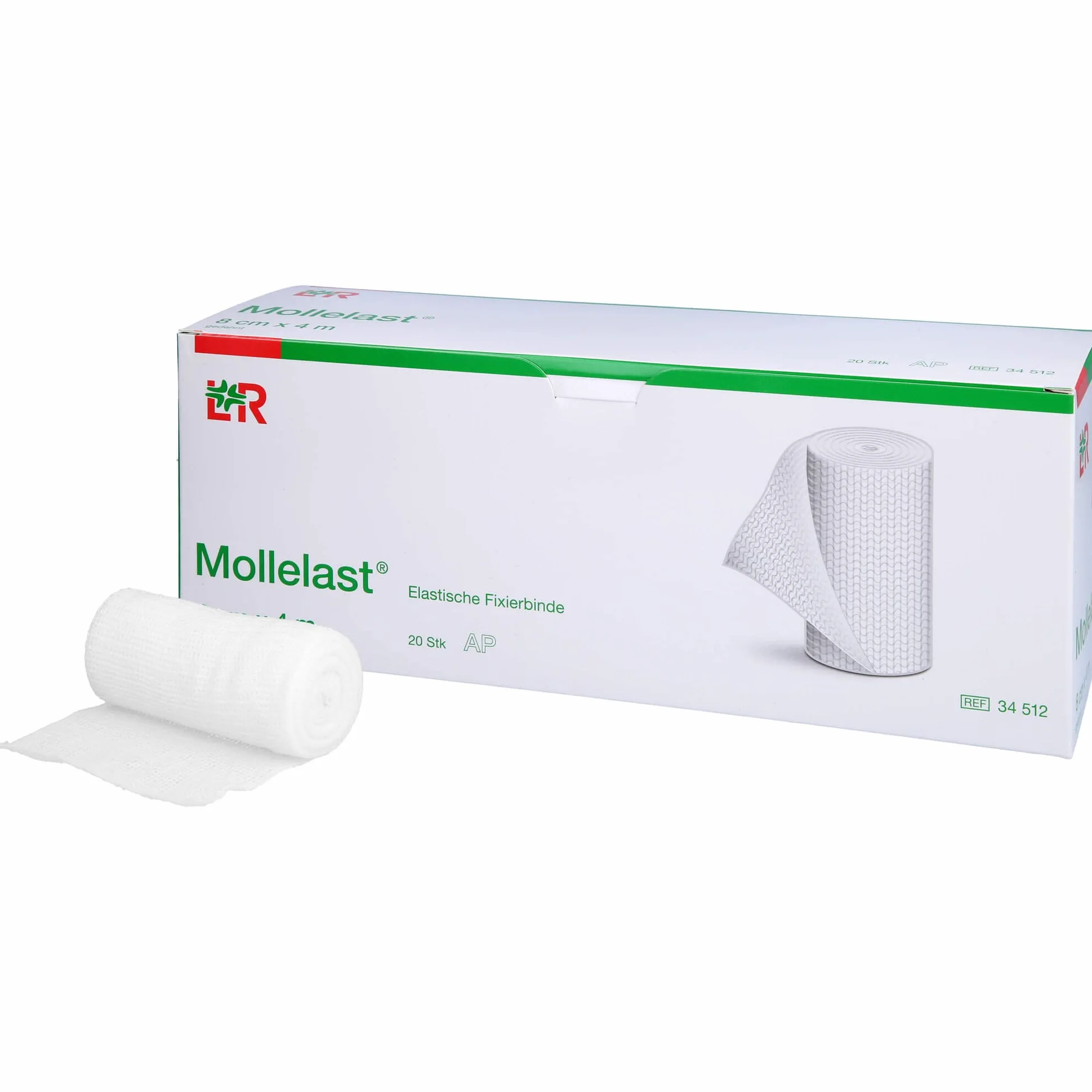 Mollelast elastyczna opaska mocująca 8 cm x 4 m, 20 szt. wiązania