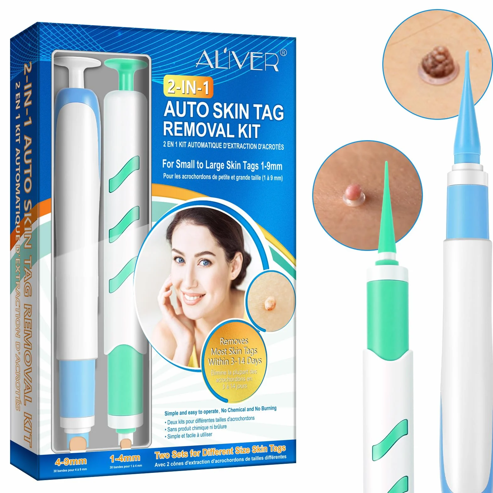 Skóra Remover Pen Kit 2 Size Auto 1-9mm Bezpieczny dla większości ciała