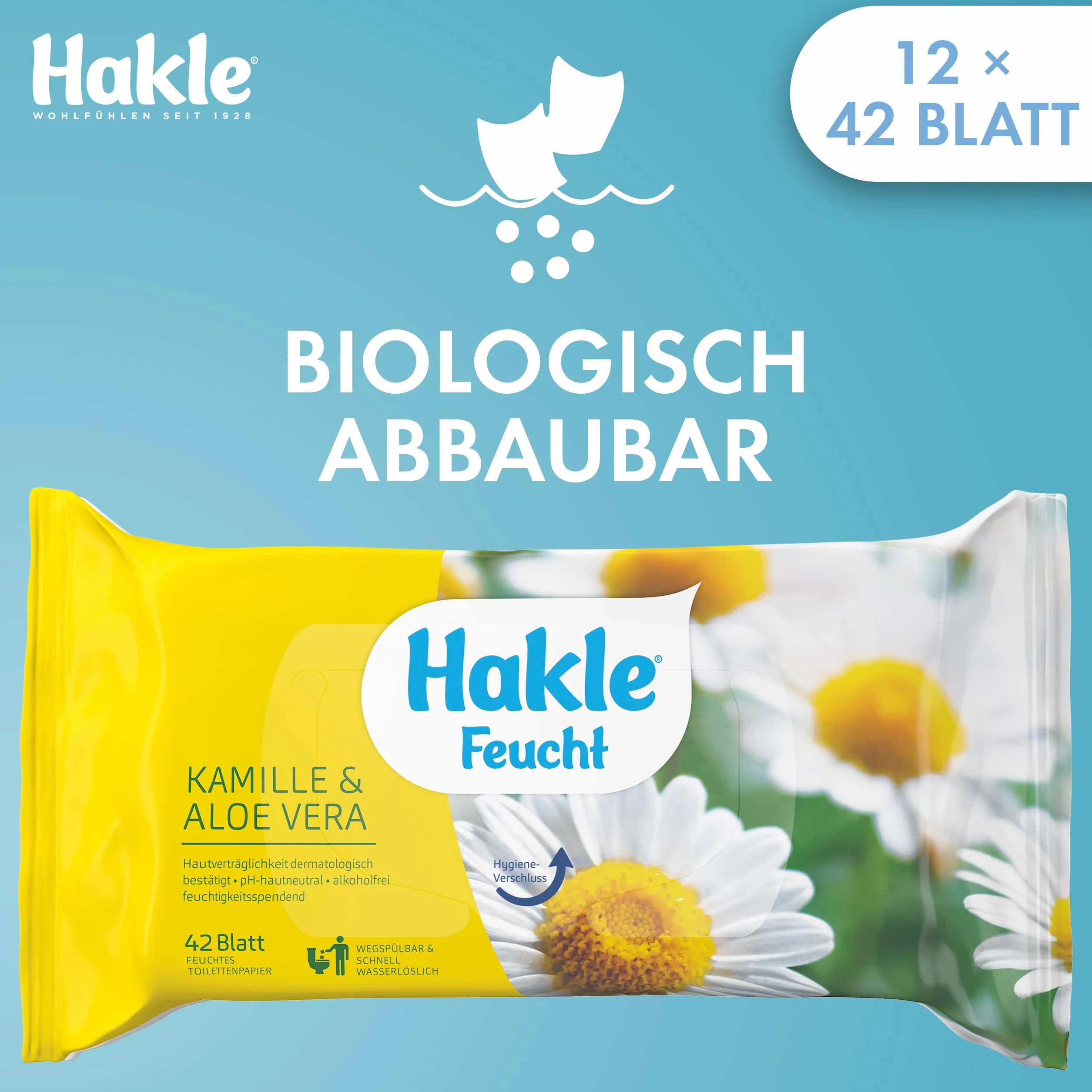 Hakle Wilgotny papier toaletowy rumianek i aloes 12 opakowań