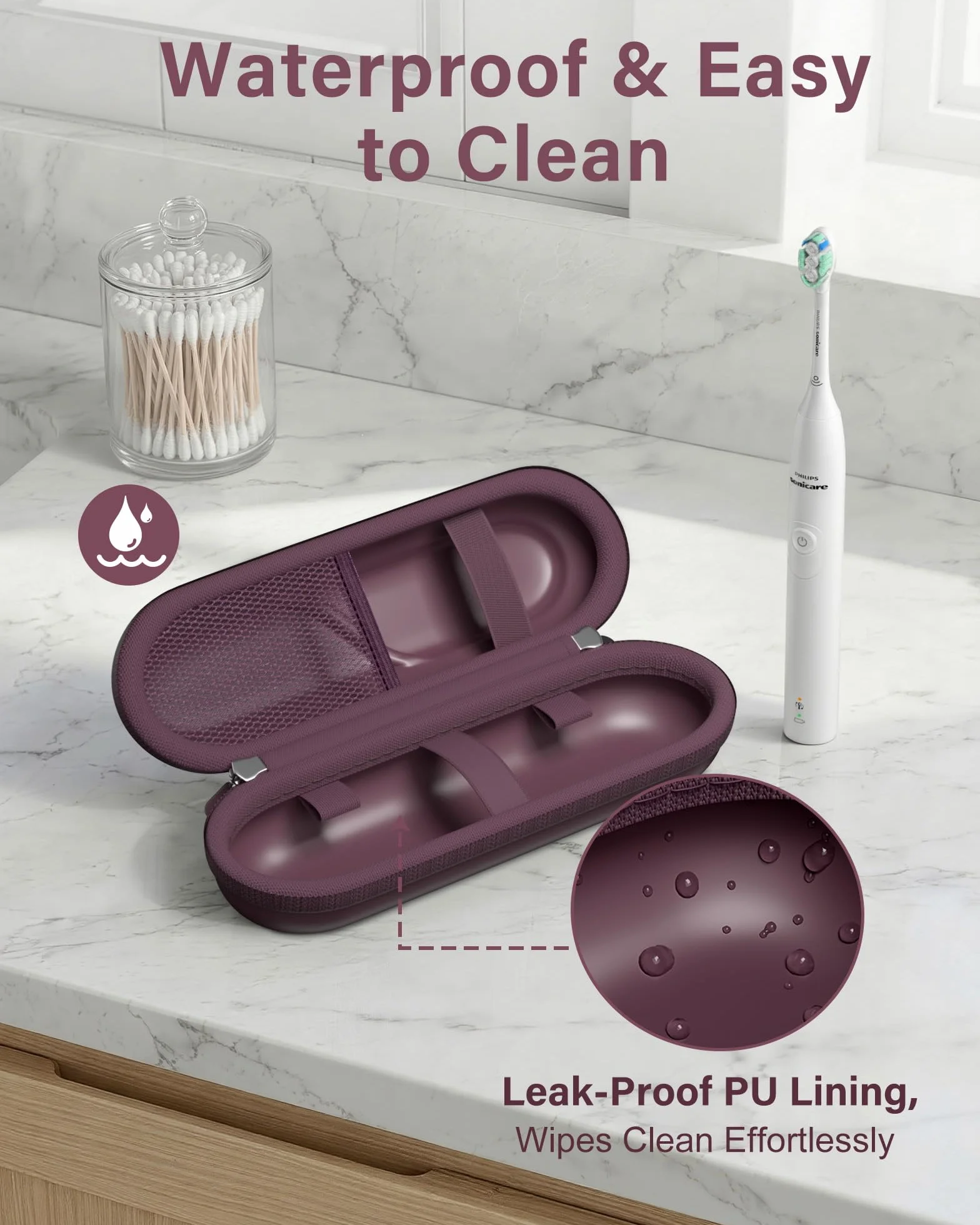 ProCase Etui na elektryczną szczoteczkę do zębów Oral-B Pro/Smartseries/iO Series/Phlips Sonicare, kompaktowy podróżny organizer ochronny na szczoteczki do zębów, pomieści akcesoria, śliwkowy