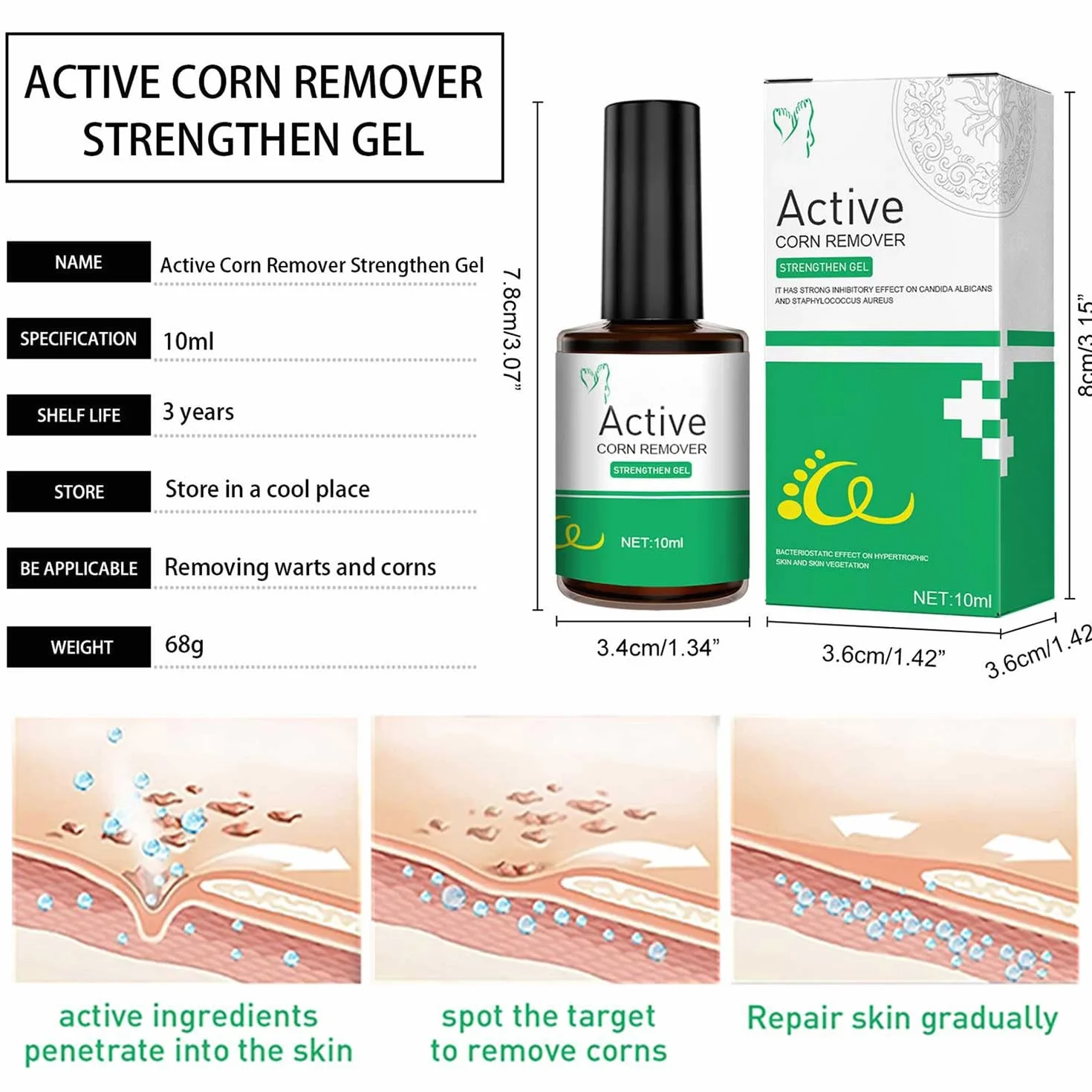 Corn Remover Gel Extra Strength for Feet Toes Hands Care, Wart Remover Liquid (1pcs)