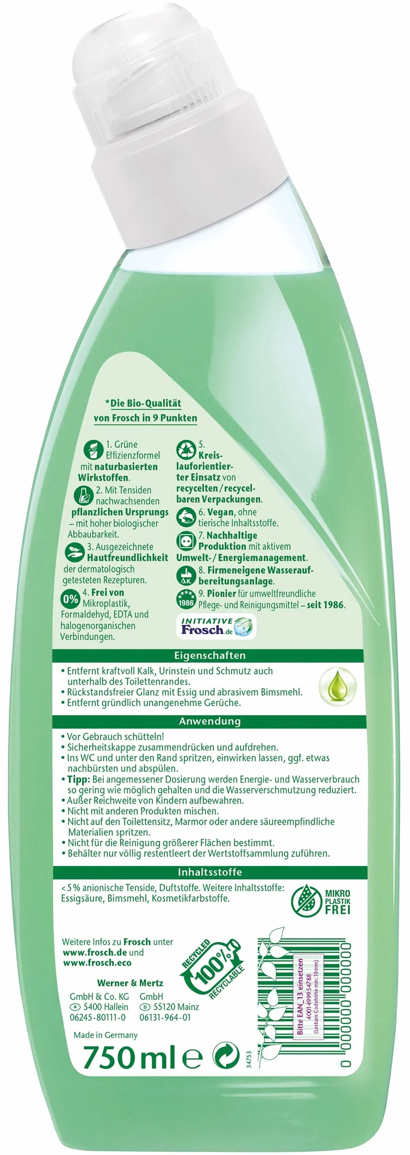 Frosch Środek do czyszczenia WC z octem 750 ml