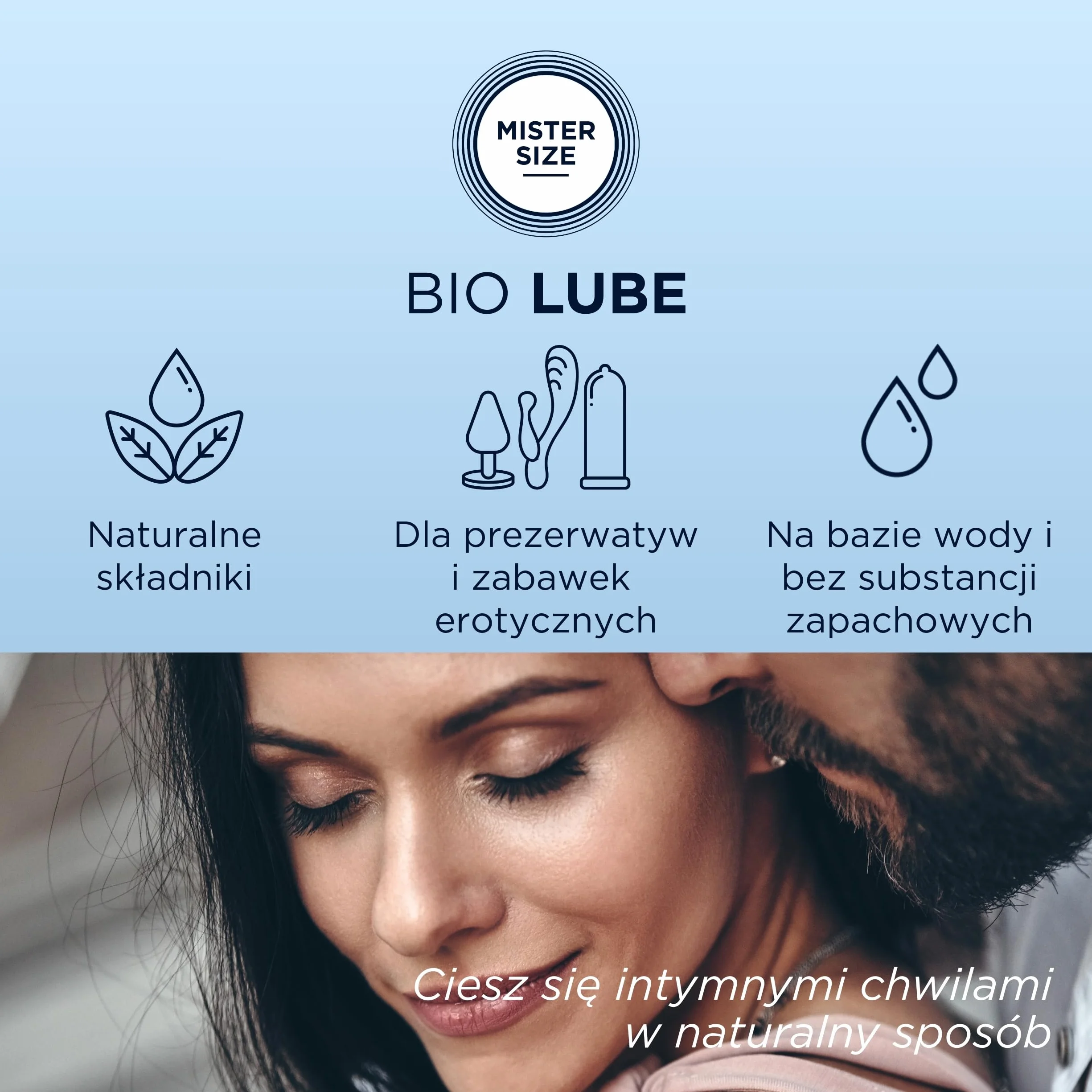 MISTER SIZE Bio lubrykant (100 ml), lubrykant na bazie wody, wyjątkowo długotrwałe nawilżenie