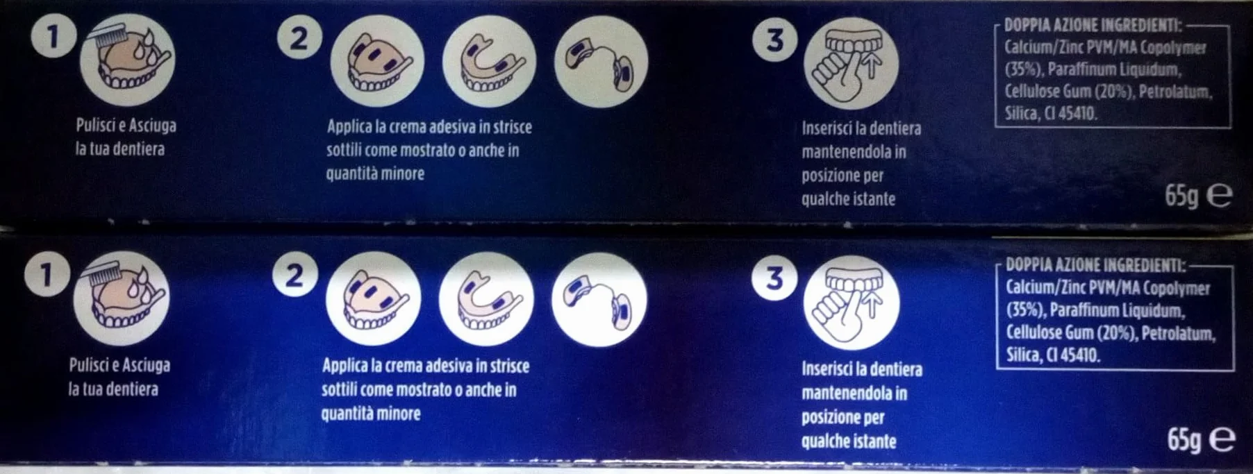 Kukident Plus Doppia Azione MAXI Crema Adesiva Dentiere Totali Parziali, 2 x 65 g