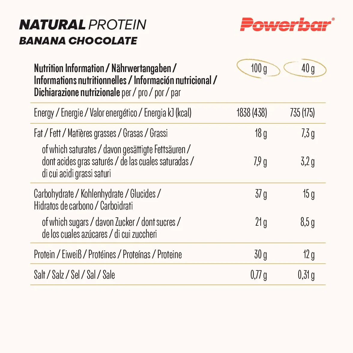 Powerbar Natural Protein Banana Chocolate 18 x 40 g Wegański Batonik Proteinowy