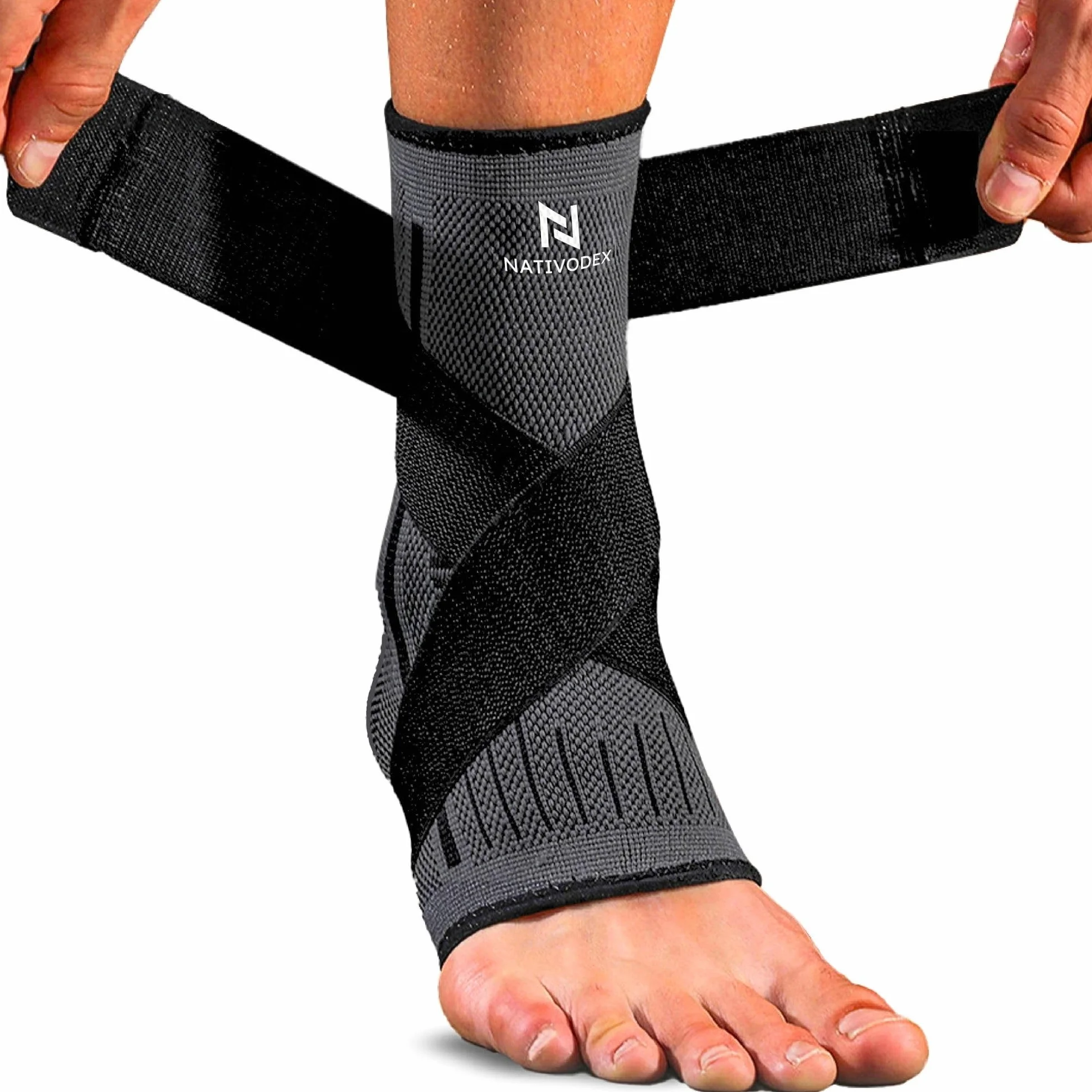NativoDex stabilizator kostki na skręcenie – wzmocniona orteza stabilizująca, stabilizuje staw skokowy i zapobiega skręceniom, sportowa orteza na kostkę, regulowana, na obie stopy