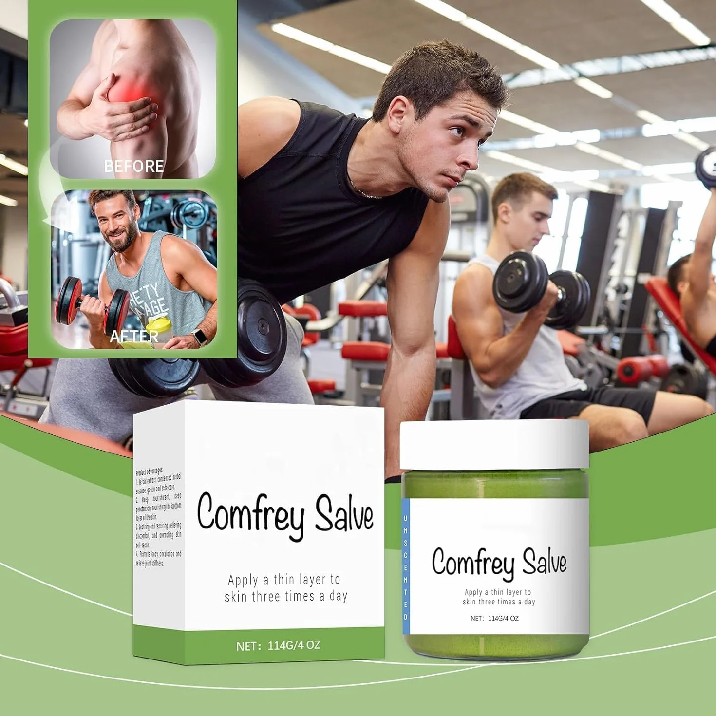 Cholig Organic Herbal Comfrey Salve 4oz, Comfrey Organic Herbal Salve Cream Ointment, Comfrey Salve Herbal Balm, Skin Body Care (2 Szt.)