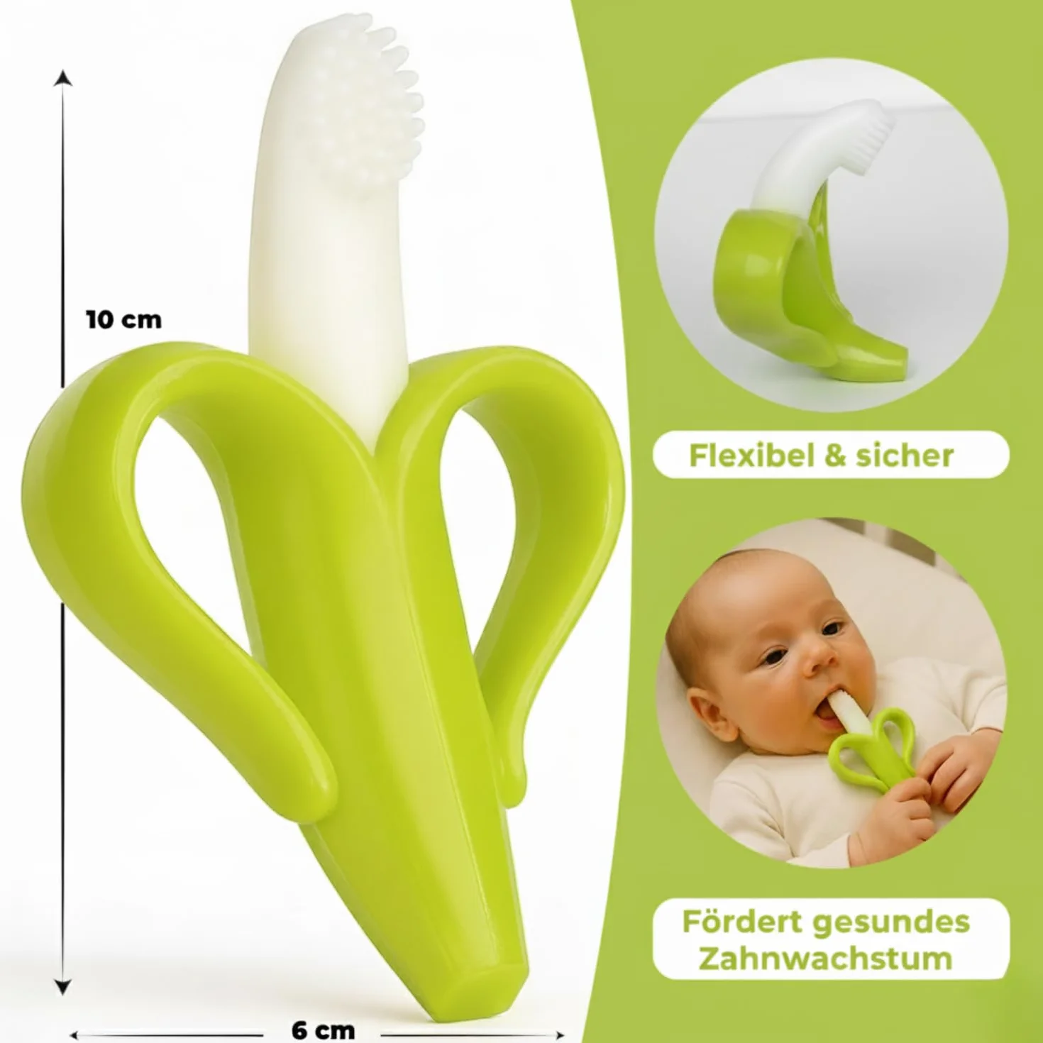 Bananowa szczoteczka do zębów i gryzak dla niemowląt – nadaje się do pomocy w stomatologii i pielęgnacji zębów – zabawka dla niemowląt 2 w 1 (zielona)