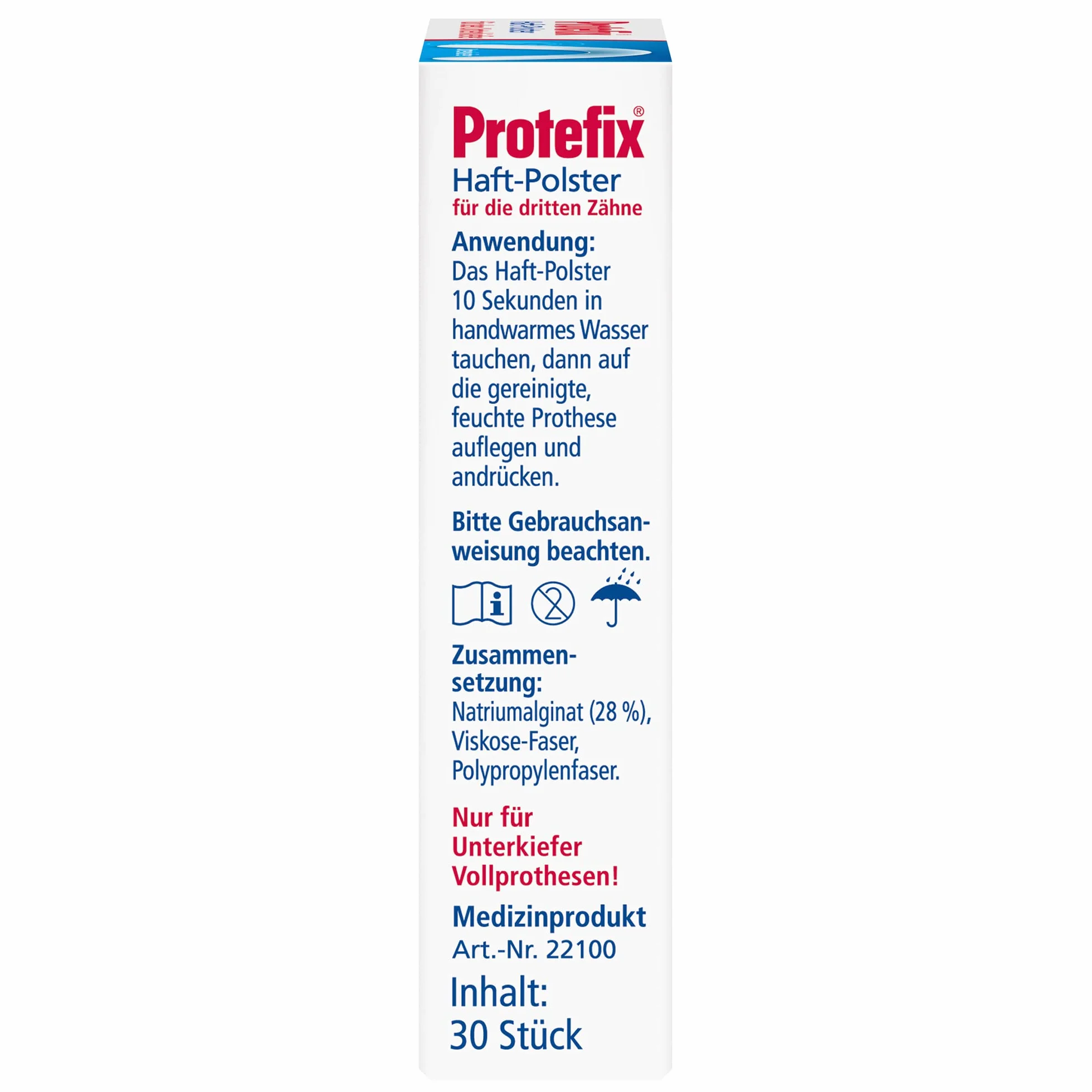 Protefix Podkładki samoprzylepne do protezy pełnej dolna szczęka 30 sztuk