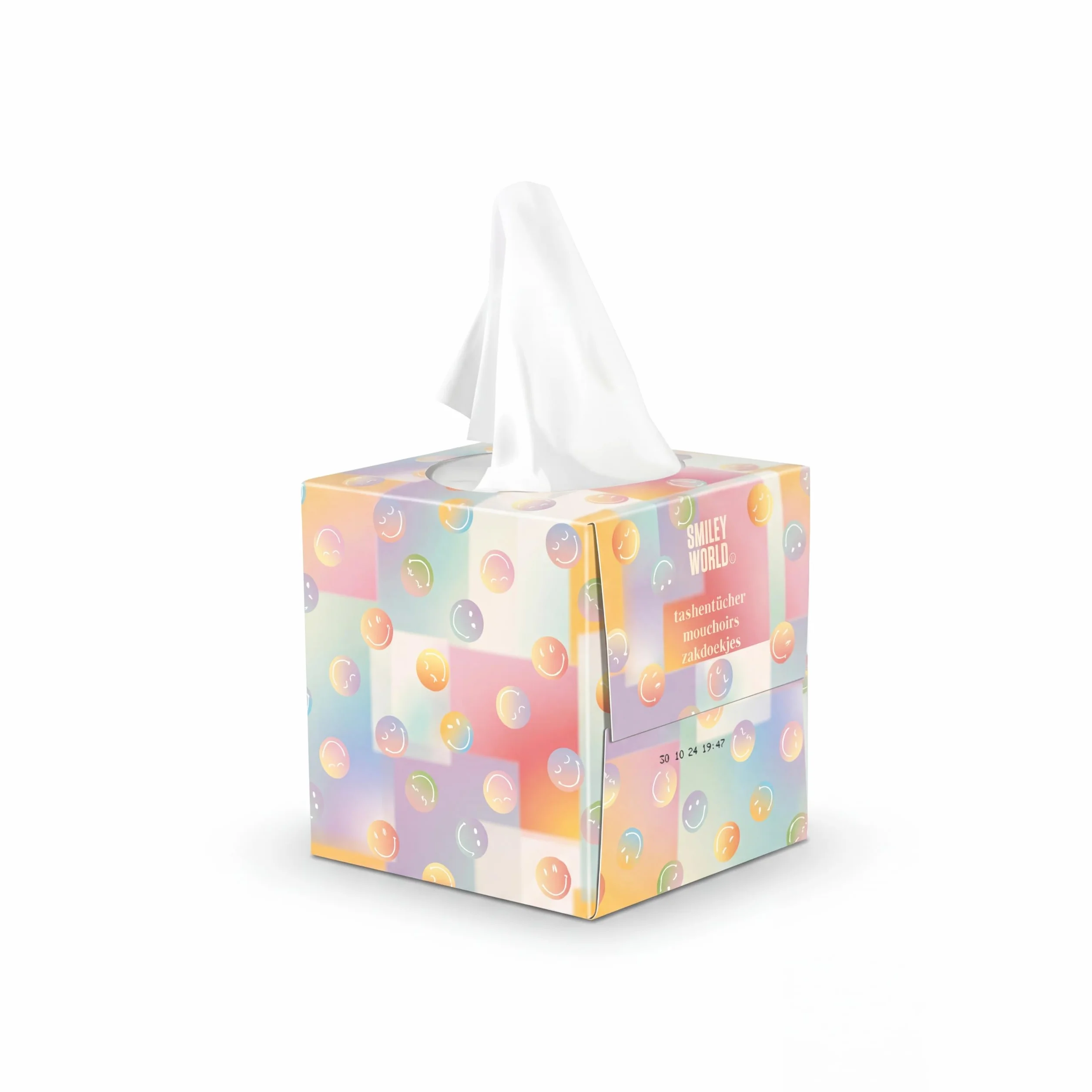 SMILEYWORLD Ultra Soft chusteczki higieniczne – 12 pudełek na kostki x 48 arkuszy (łącznie 576 arkuszy), 3-warstwowe – 3 wzory – bardzo miękkie, przyjazne dla skóry i trwałe – pudełko na chusteczki