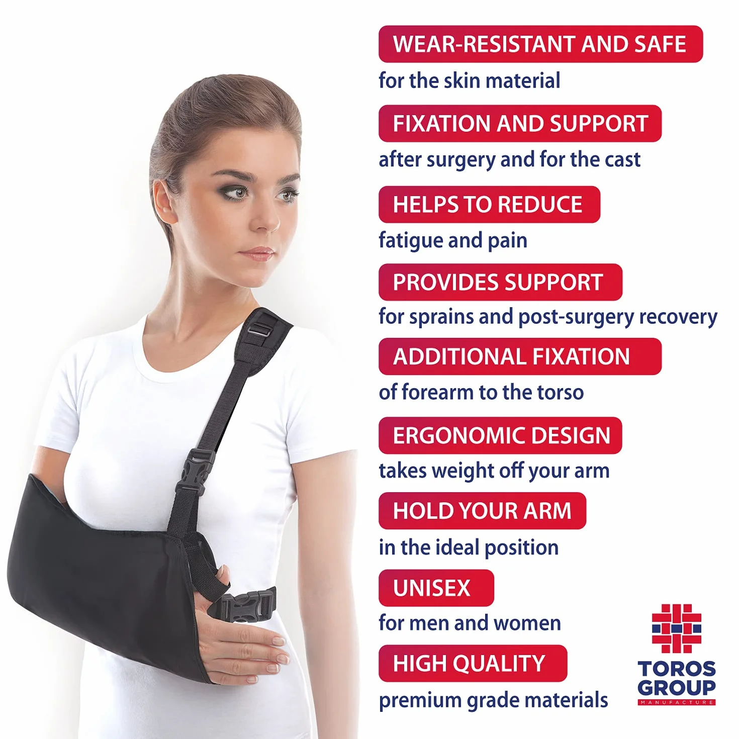 TOROS-GROUP Stabilizator barku temblak regulowany z pasem biodrowym, rozmiar Small