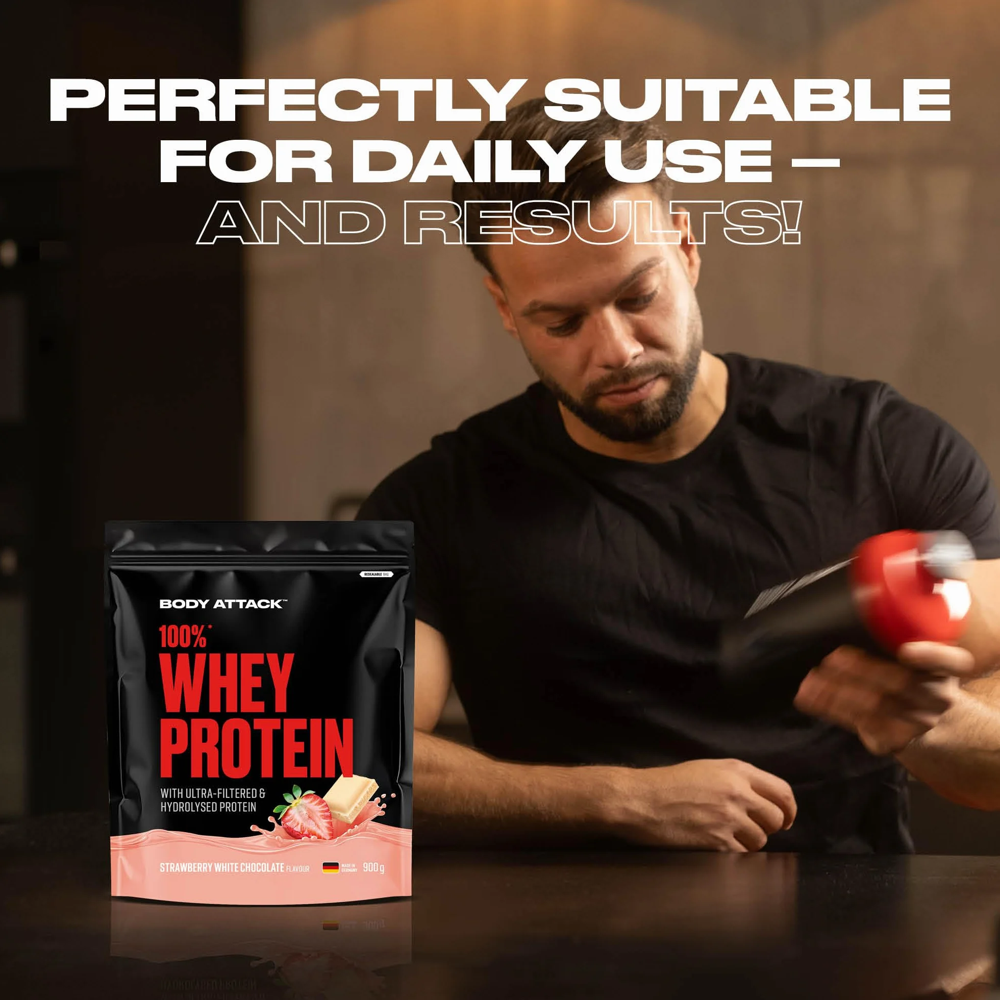 Body Attack 100% WHEY PROTEIN wanilia 900 g proszek białkowy z hydrolizatem i BCAA