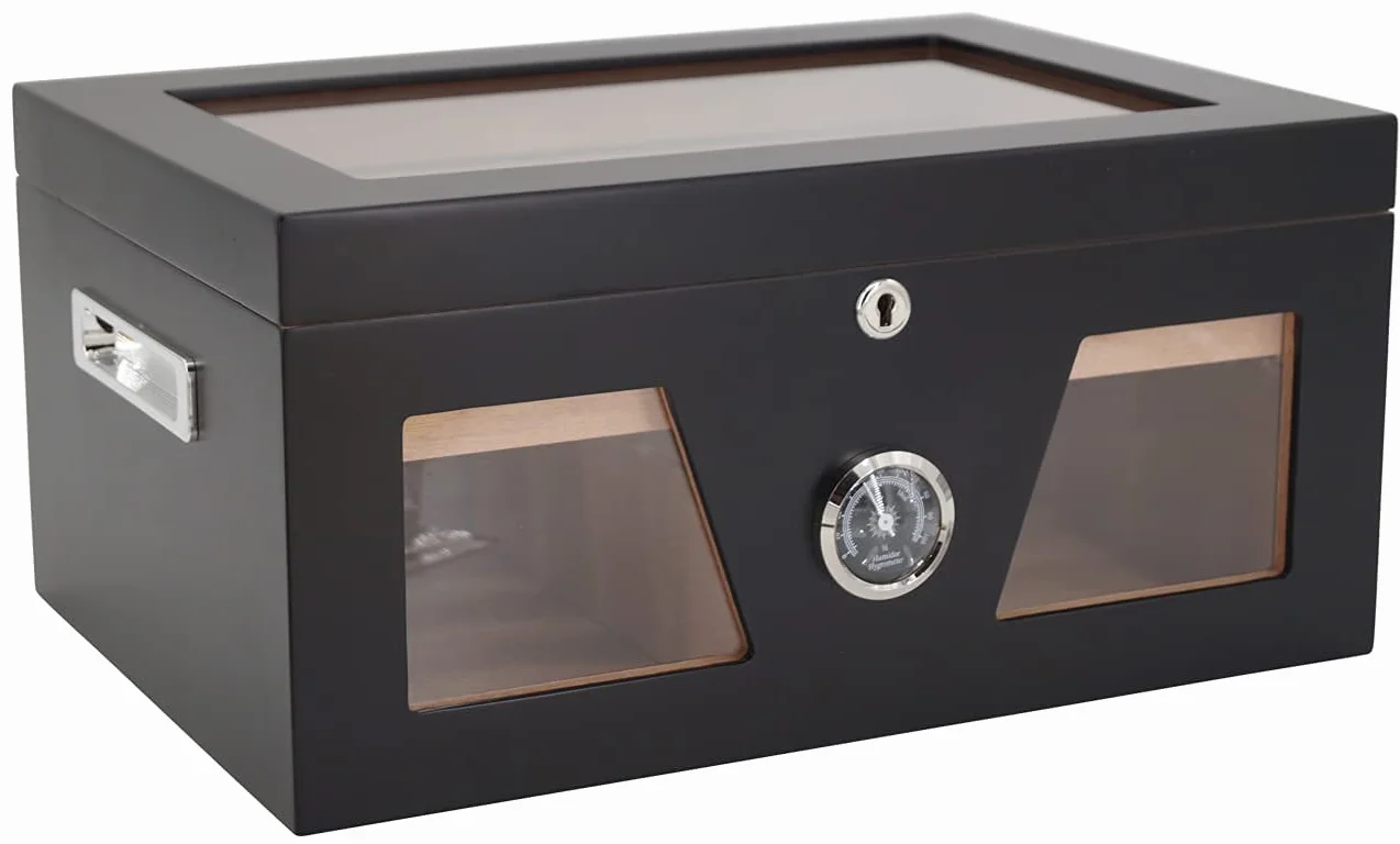 GERMANUS Humidor skrzynia z okienkiem, czarna