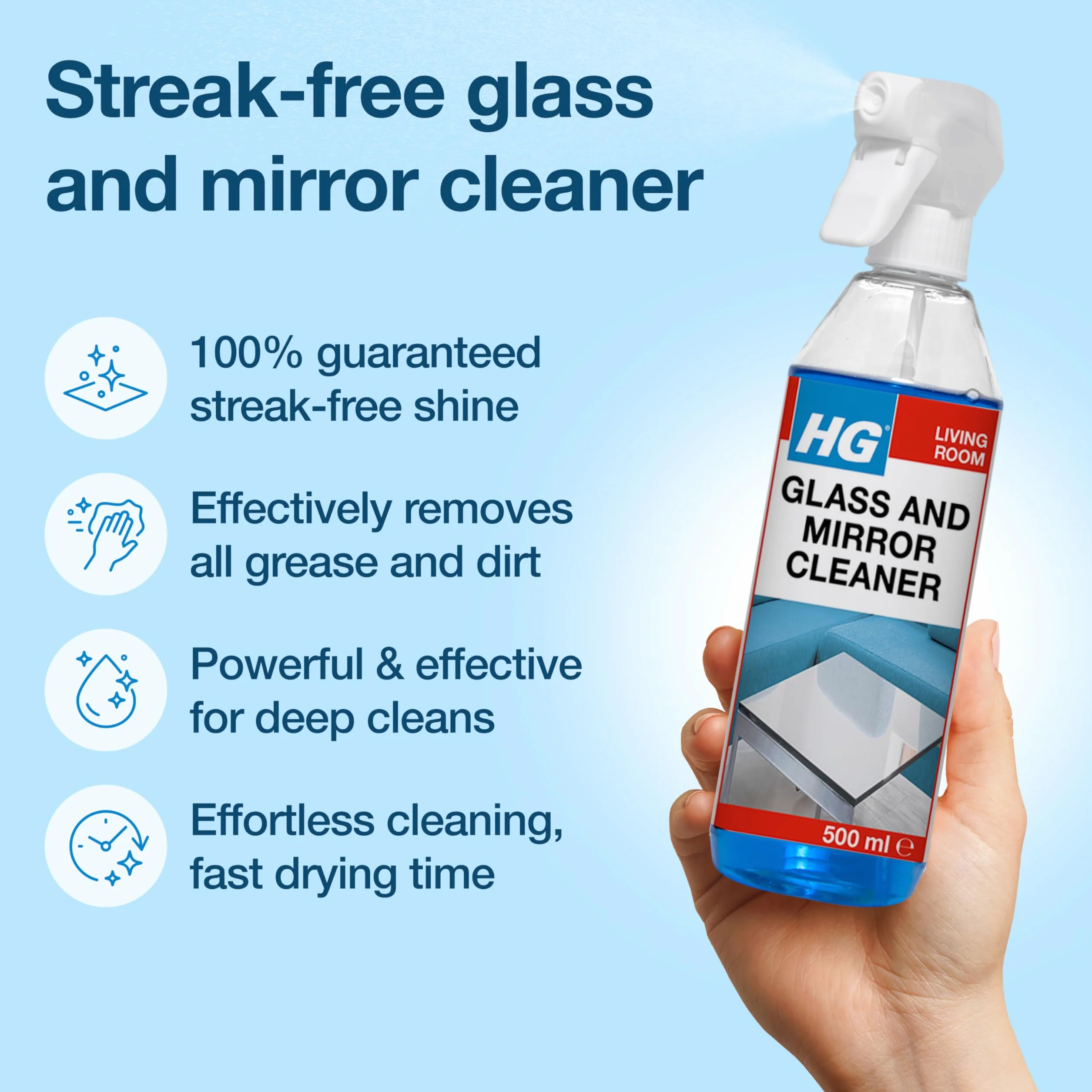 HG Środek do czyszczenia szkła i luster 500ml spray bezsmugowy