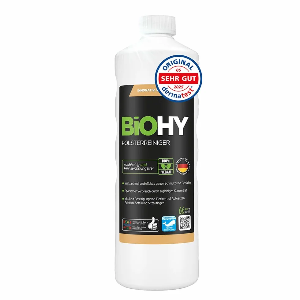 BiOHY środek do czyszczenia tapicerki (butelka 1l) | Idealny do sof, tapicerki, dywanów i tekstyliów | Nadaje się również do odkurzaczy | Usuwa wszelkie plamy (Polsterreiniger)