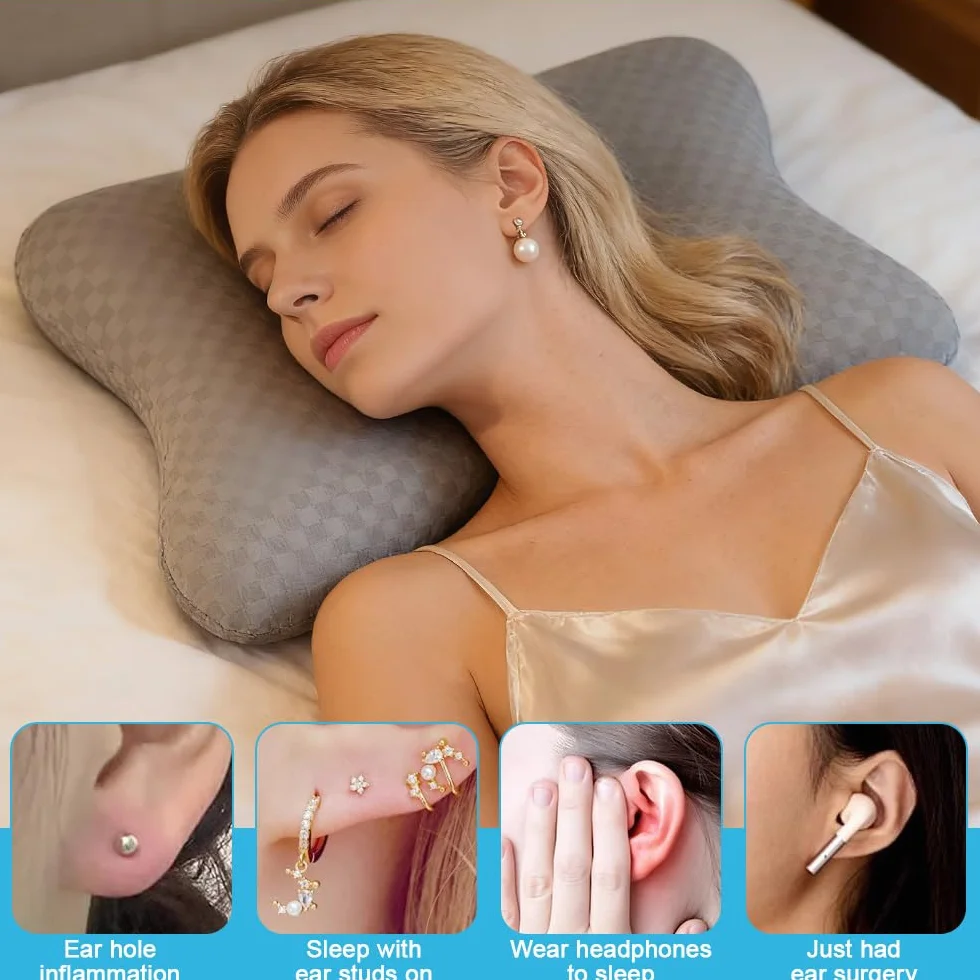 Poduszka do piercingu z otworem, poduszka do uszu dla osób śpiących na boku, odciążająca poduszka w przypadku bólu ucha do piercingu i operacji, poduszka regenerująca do spania na boku