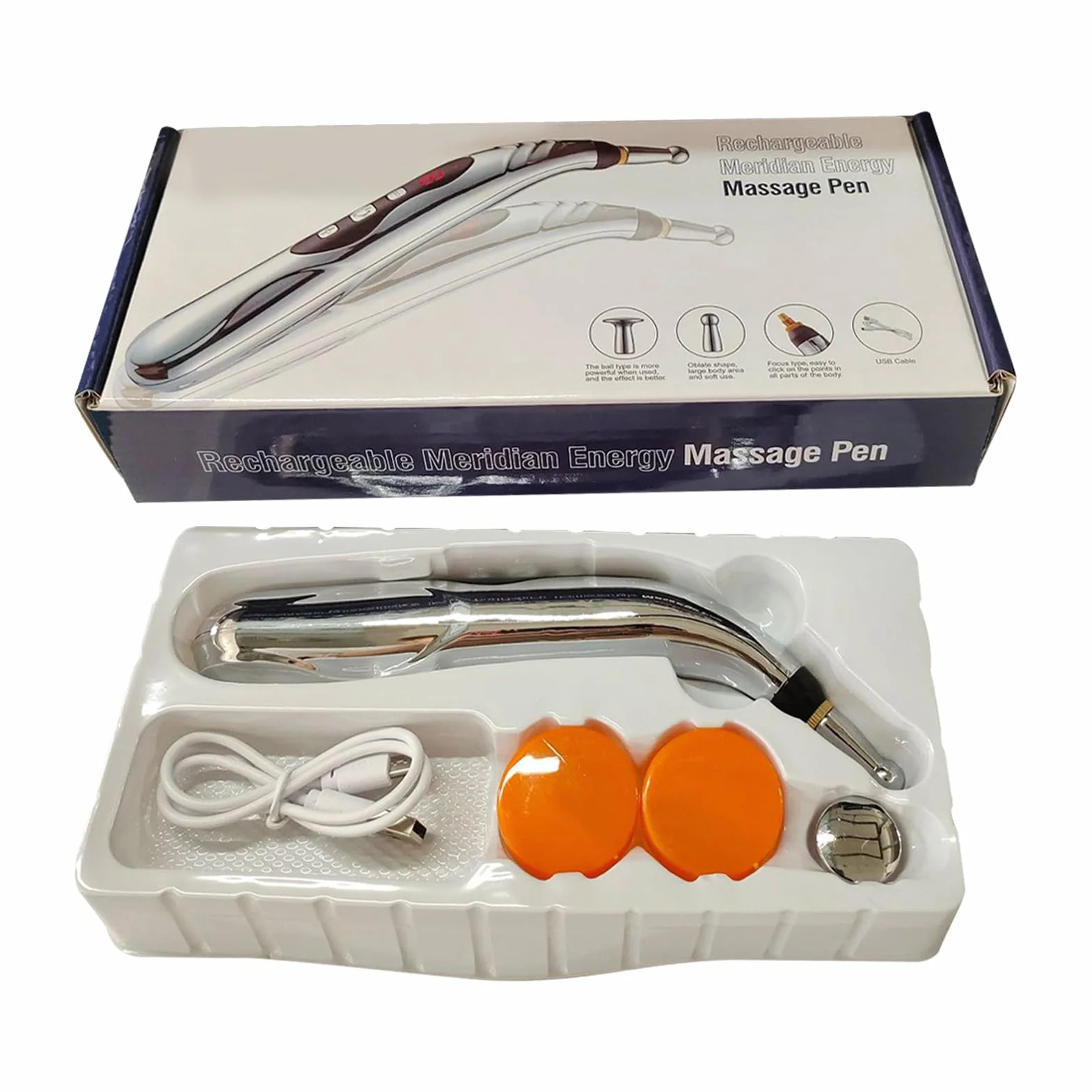 Massage Pen, Meridian Energy Pulse Electric Stimulator, 203g Portable Rechargeable with Adjustable Intensity for Muscle Relaxation