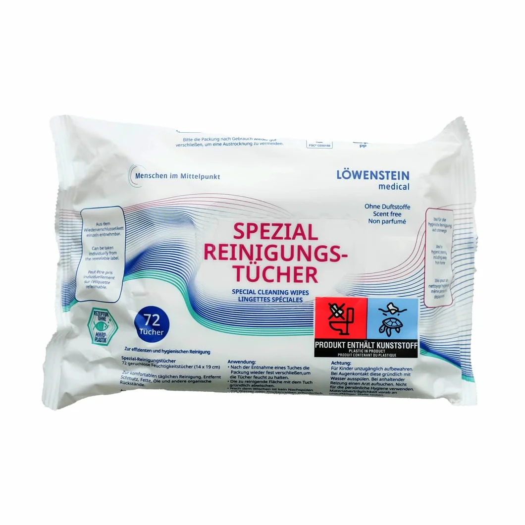Specjalne chusteczki czyszczące, bez substancji zapachowych, do czyszczenia CPAP, do masek CPAP, akcesoriów, idealne również w podróży lub w domu, Löwenstein Medical, 72 chusteczki (1)