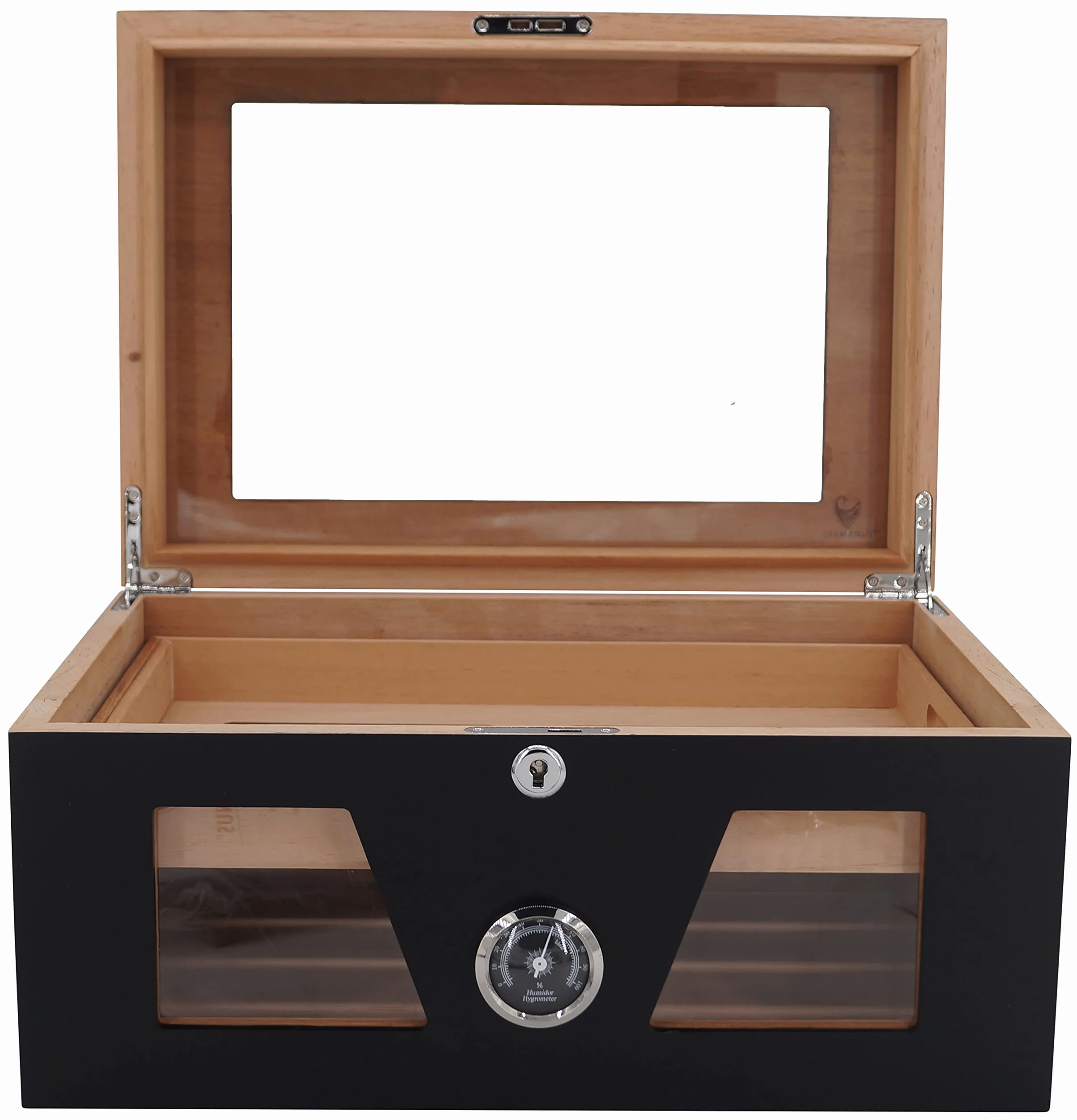 GERMANUS Humidor skrzynia z okienkiem, czarna