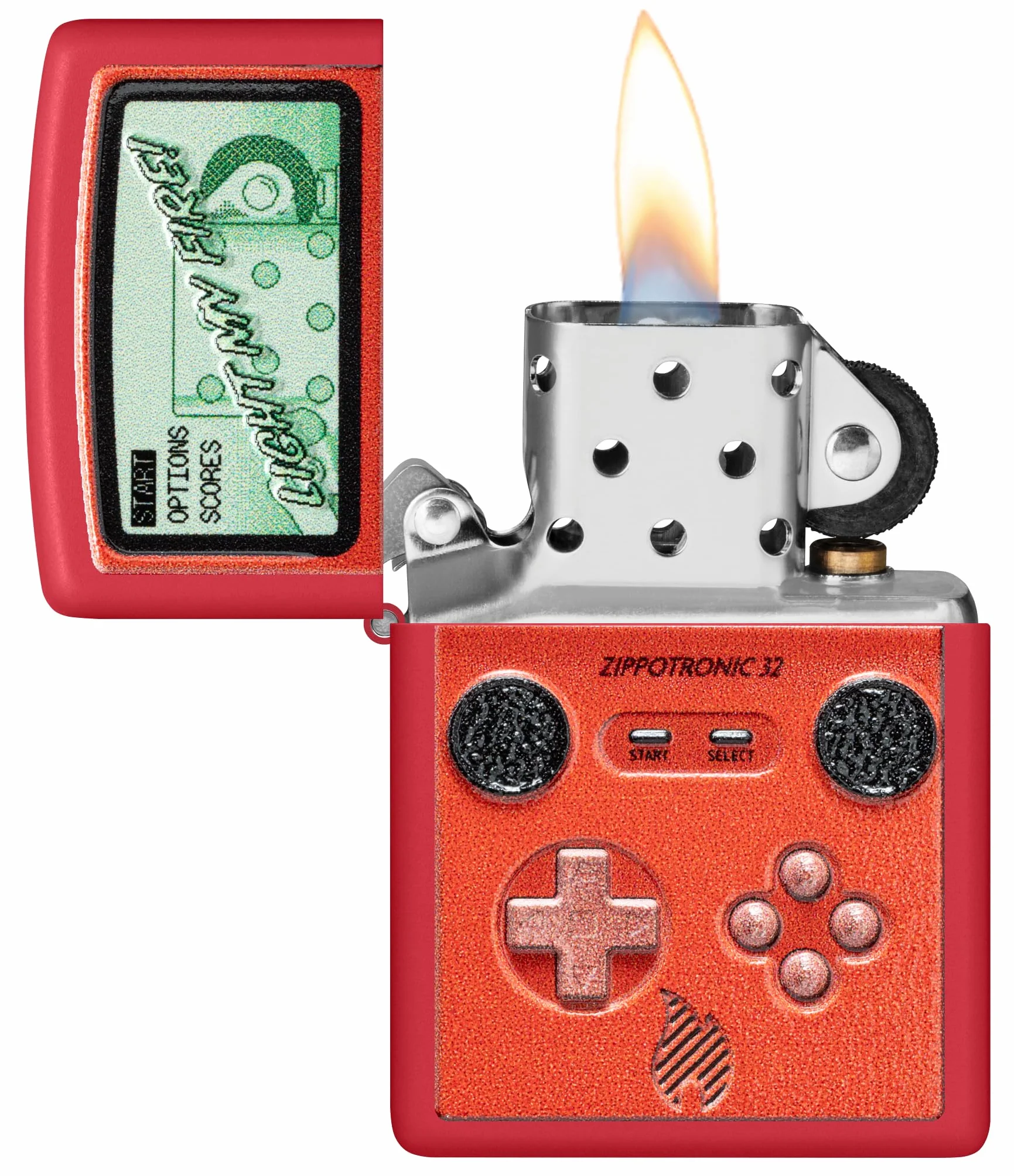 Zippo Retro Zapalniczka Sztormowa, Teksturowany Nadruk, do Napełniania, Wielokrotnego Użytku, Wiatroodporna Konstrukcja, Pudełko na Prezent, Wykonano w USA, Czerwony Matowy (Red Matte)