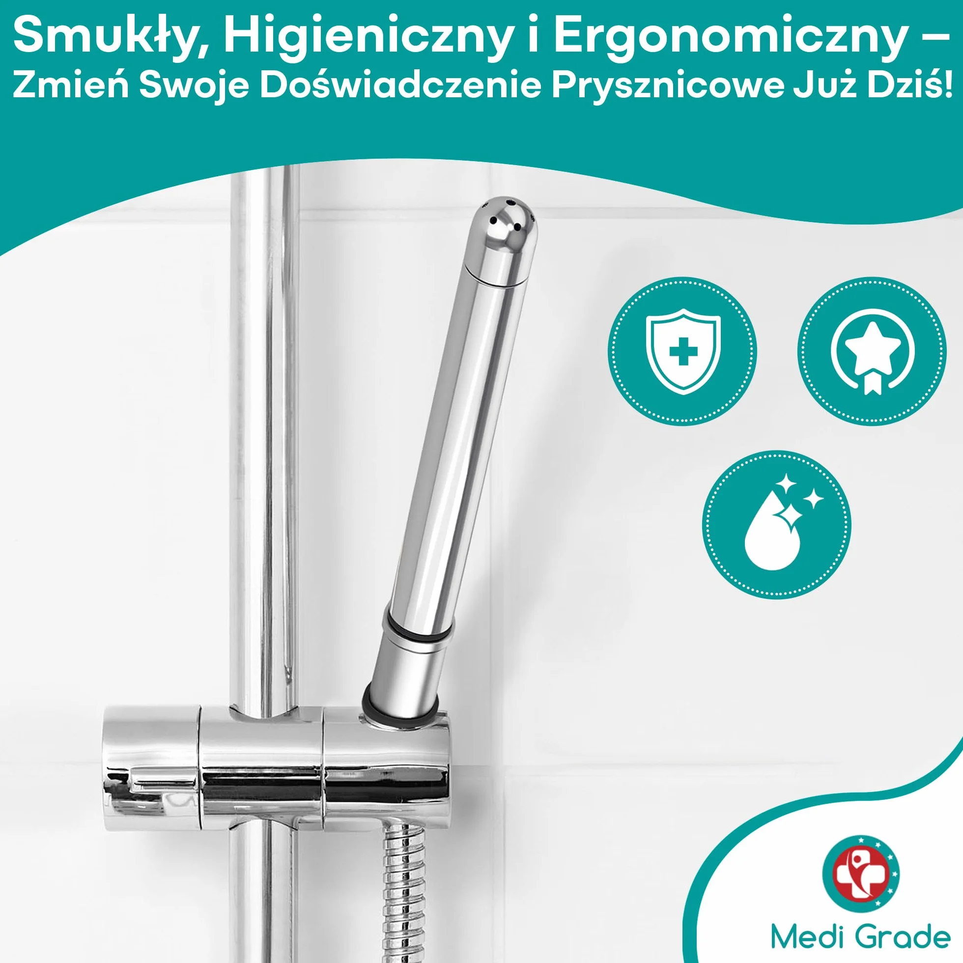 Zestaw do Lewatywy i Obmywania pod Prysznic [8szt] Aluminium do Higieny Intymnej Medi Grade - Nasadka do Prysznica do Lewatywy Unisex - Z Aksamitną Torebką do Przechowywania, Szczoteczką i Ściereczką