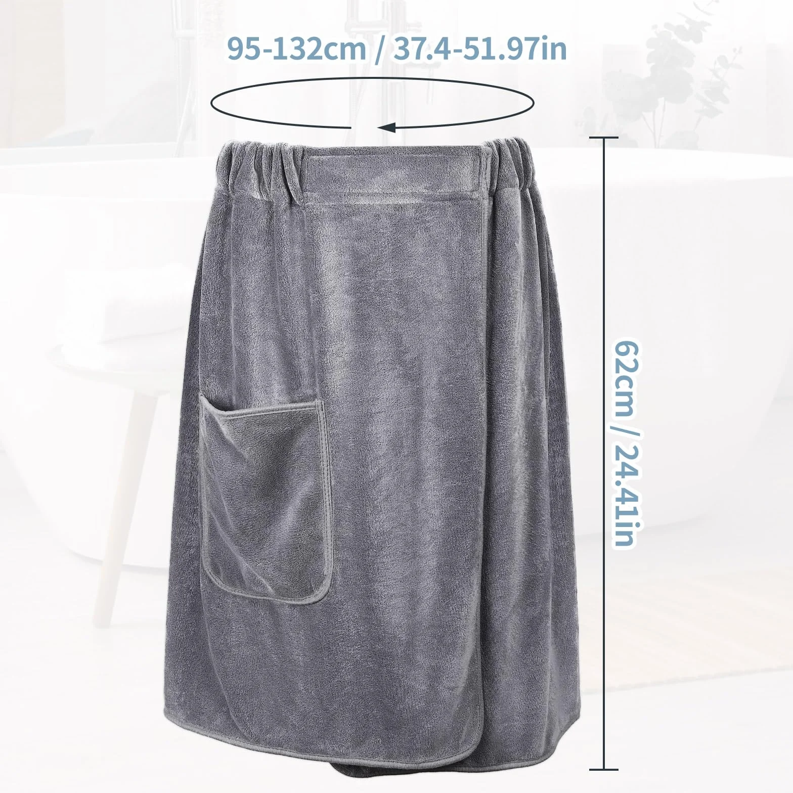 Męski kilt do sauny, elastyczny, 60 x 150 cm, z zatrzaskiem, do kiltu, duży, szybkoschnący ręcznik do sauny, ręcznik hammam, ręcznik do sauny do studia fitness