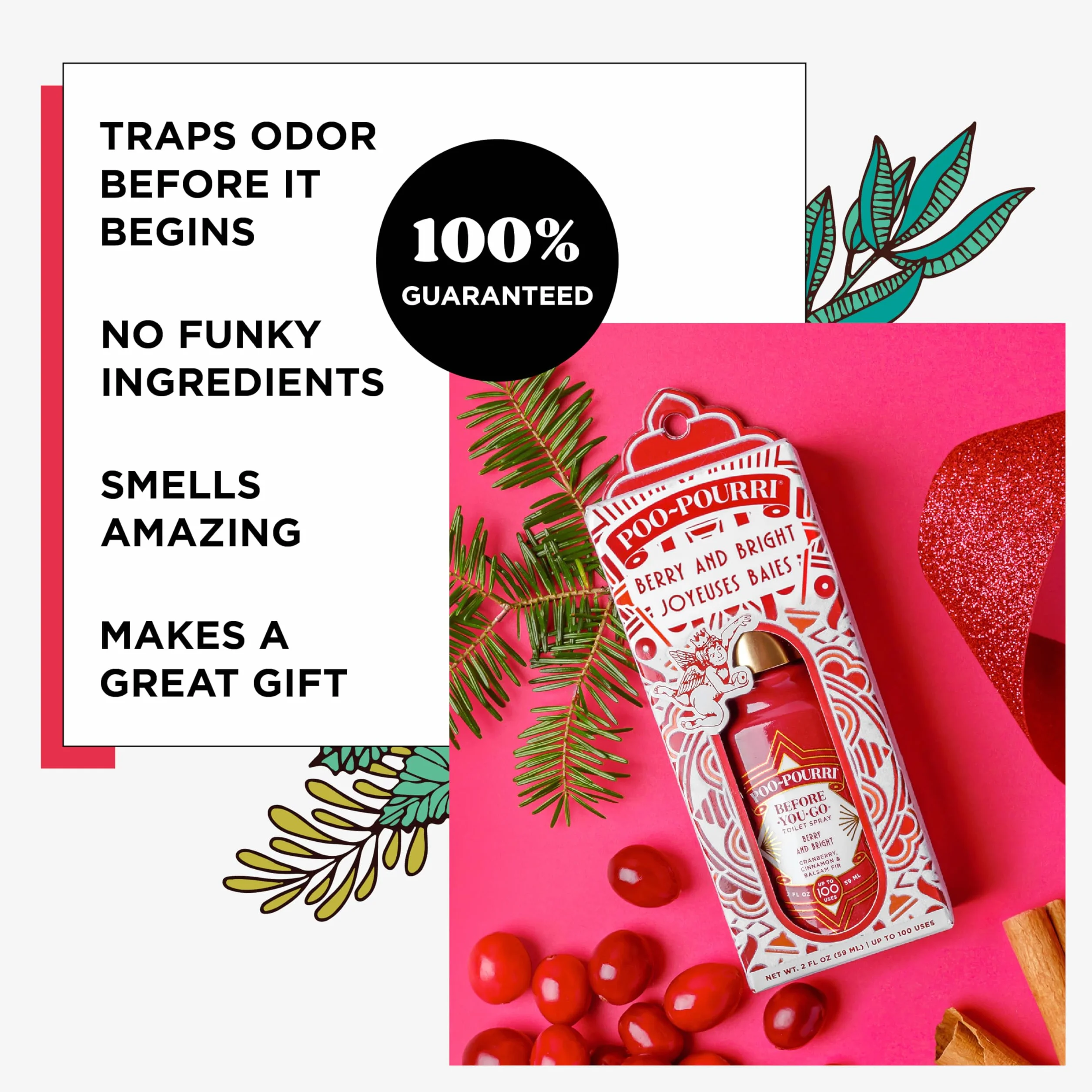 Pourri Łazienkowy odświeżacz powietrza w sprayu, do toalety Before-You-Go Poo-Pourri – jagodowy i jasny dezodorant łazienkowy i olejek eteryczny w sprayu – przybory toaletowe w rozmiarze podróżnym na