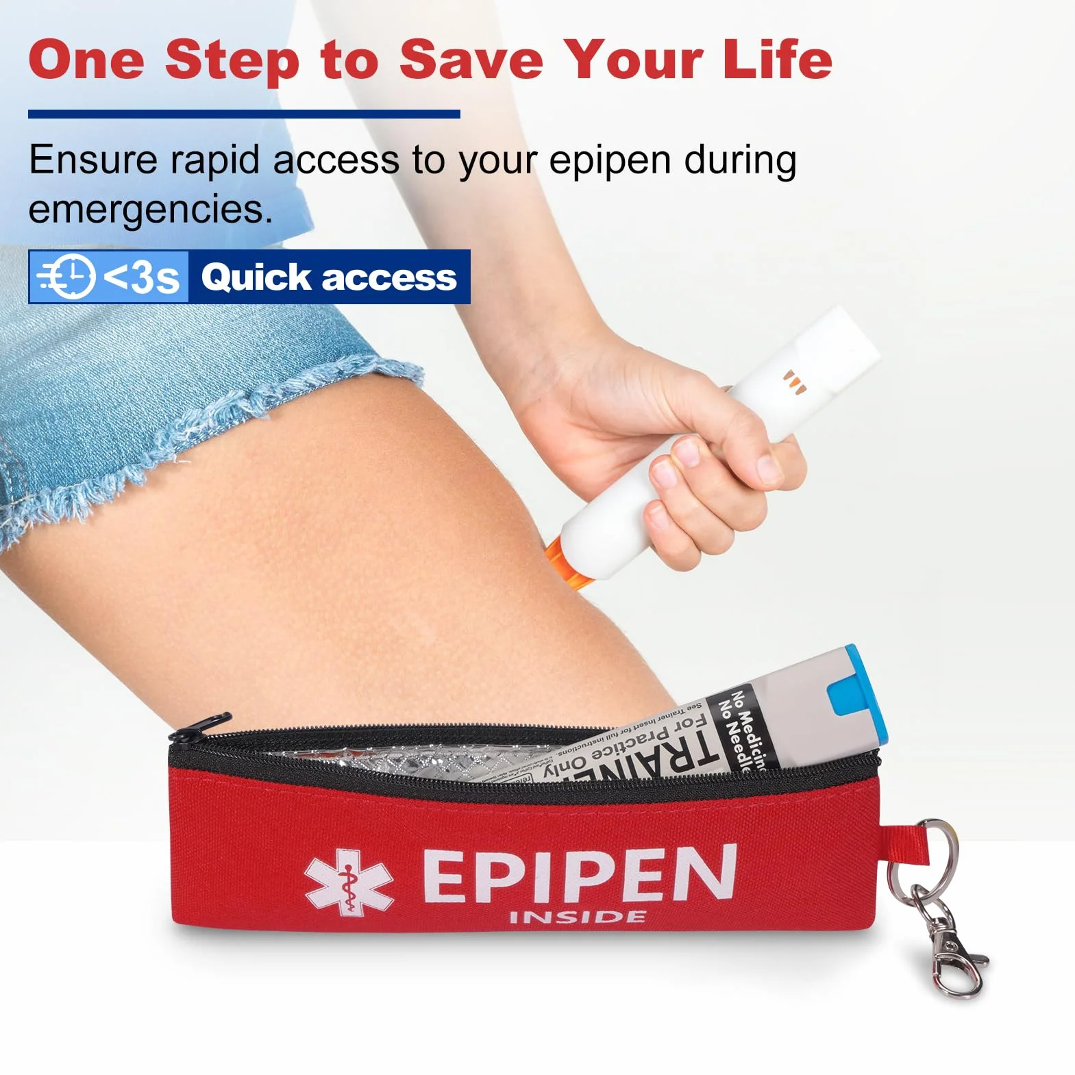 MEDMAX EpiPen torba do noszenia, 1 x izolowana mała torba Epipen na 1 długopis, torba medyczna na EpiPen, łatwa do rozpoznania i chwytania, uchwyt EpiPen do podróży, na zewnątrz