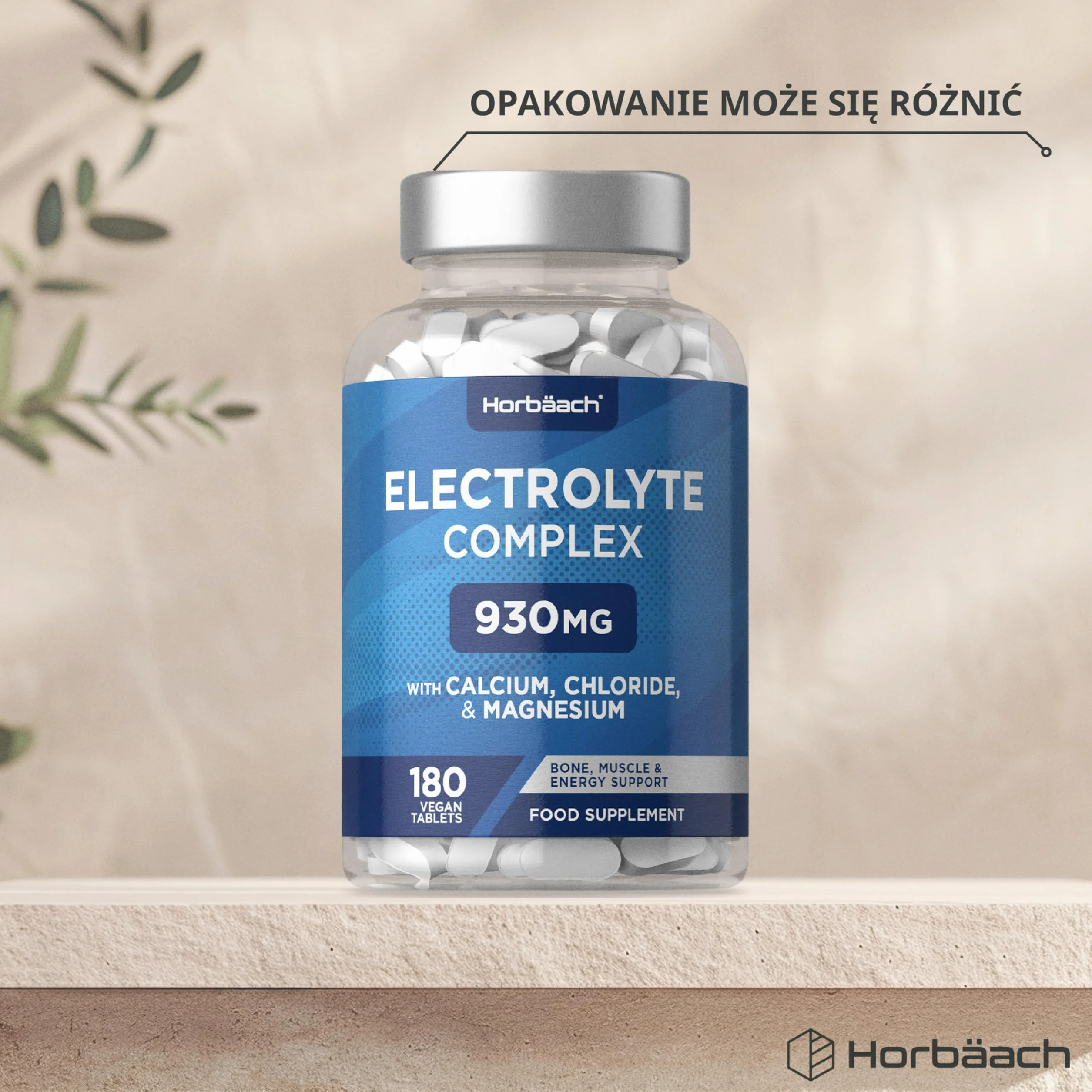 Elektrolity 930mg z Potasem, Chlorkiem, Wapniem, Magnezem i Sodem | Elektrolity w Tabletkach | Alternatywa dla Proszku i Saszetek | Bez cukru | 240 Wegańskich Tabletek | marki Horbaach