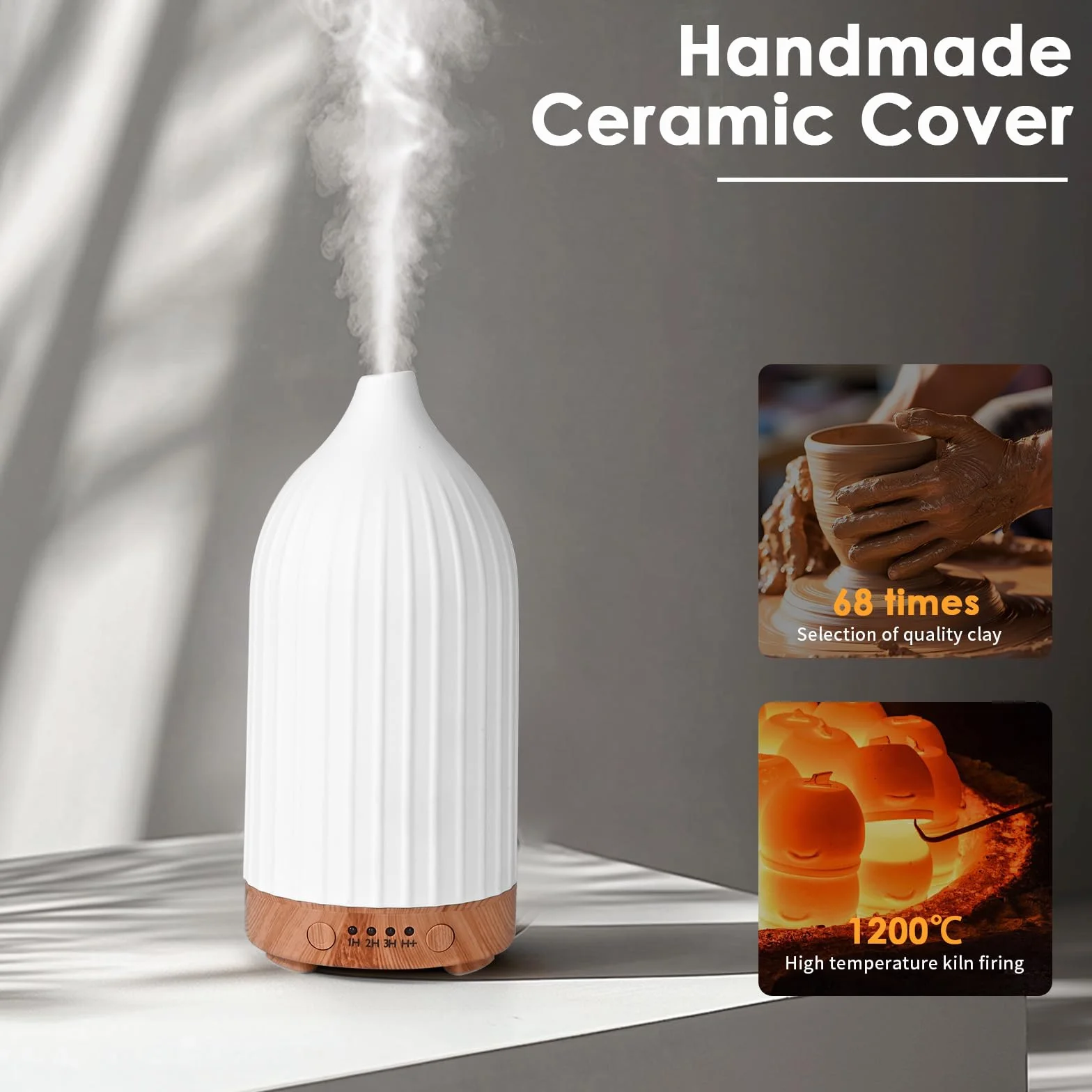 Dyfuzor Zapachowy Ceramiczny 250 ml z timerem – Ultradźwiękowy nawilżacz powietrza do aromaterapii z automatycznym wyłączaniem, cichy, do domu i biura