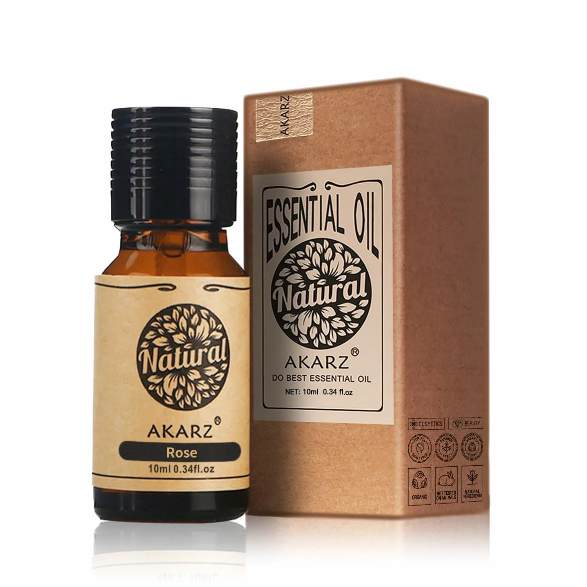 AKARZ Różany olejek eteryczny Naturalny organiczny olejek różany do ciała, dyfuzor, świeca, mydło, DIY, masaż Aroma 10ml