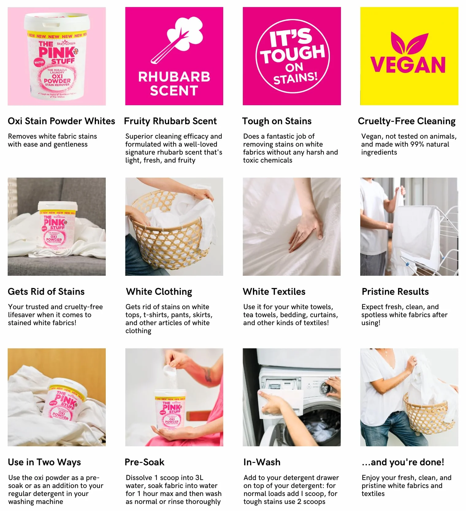 Stardrops The Pink Stuff Miracle Laundry Oxi proszek do usuwania plam 1 kg