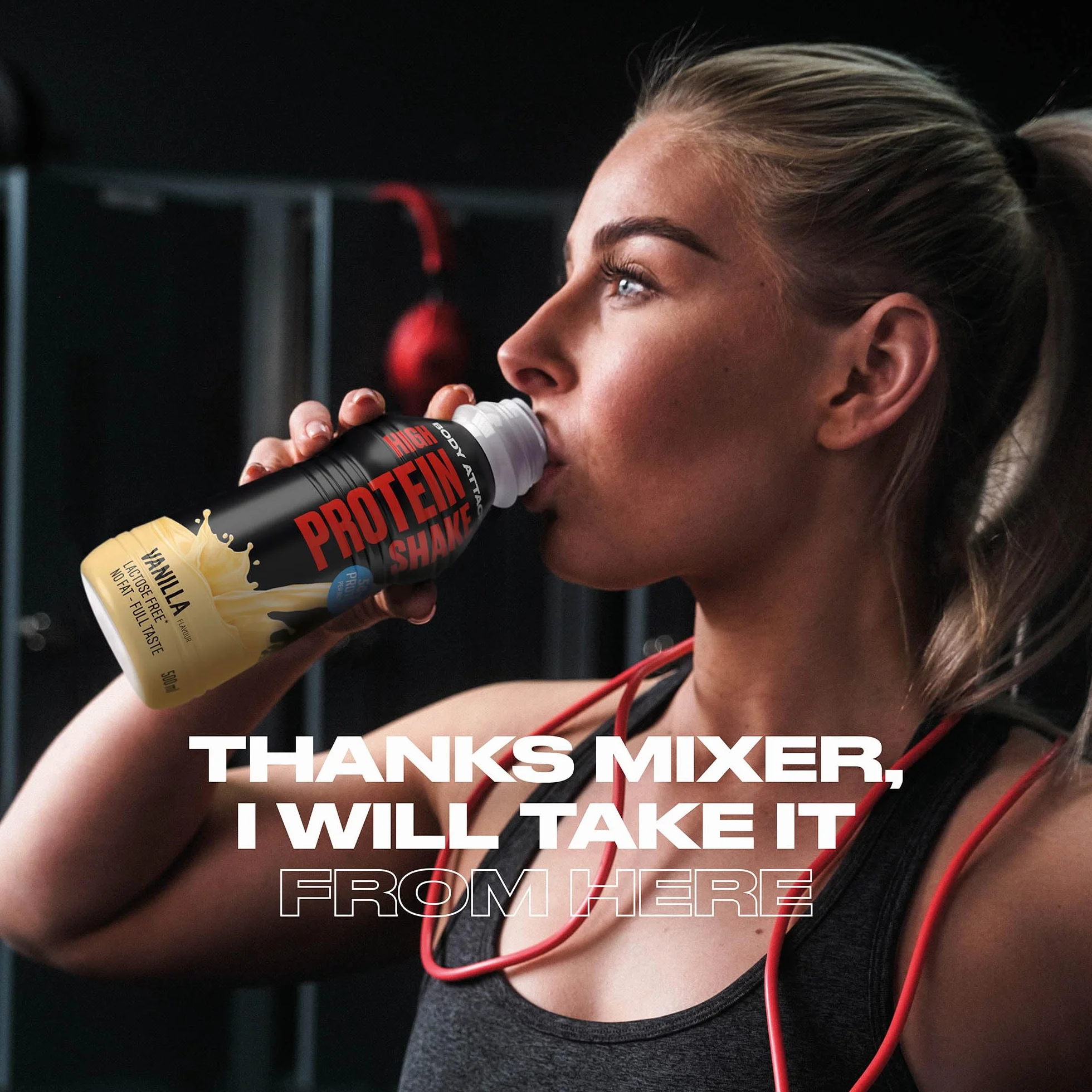 Body Attack High Protein Shake, 50 g, niskokaloryczny shake fitness z białkiem mleka dla rozwoju mięśni, gotowy do picia w podróży, wanilia (12 x 500 ml)