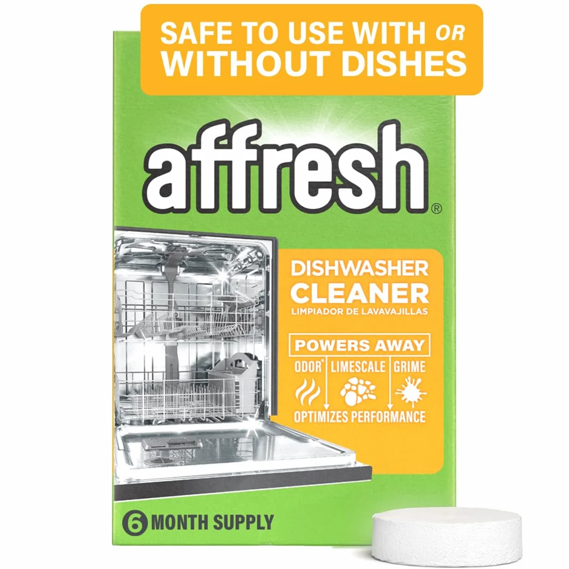 Affresh W10549851 środek do mycia w zmywarce, 6 tabletek w kartonie, oryginalna wersja, 1 opakowanie